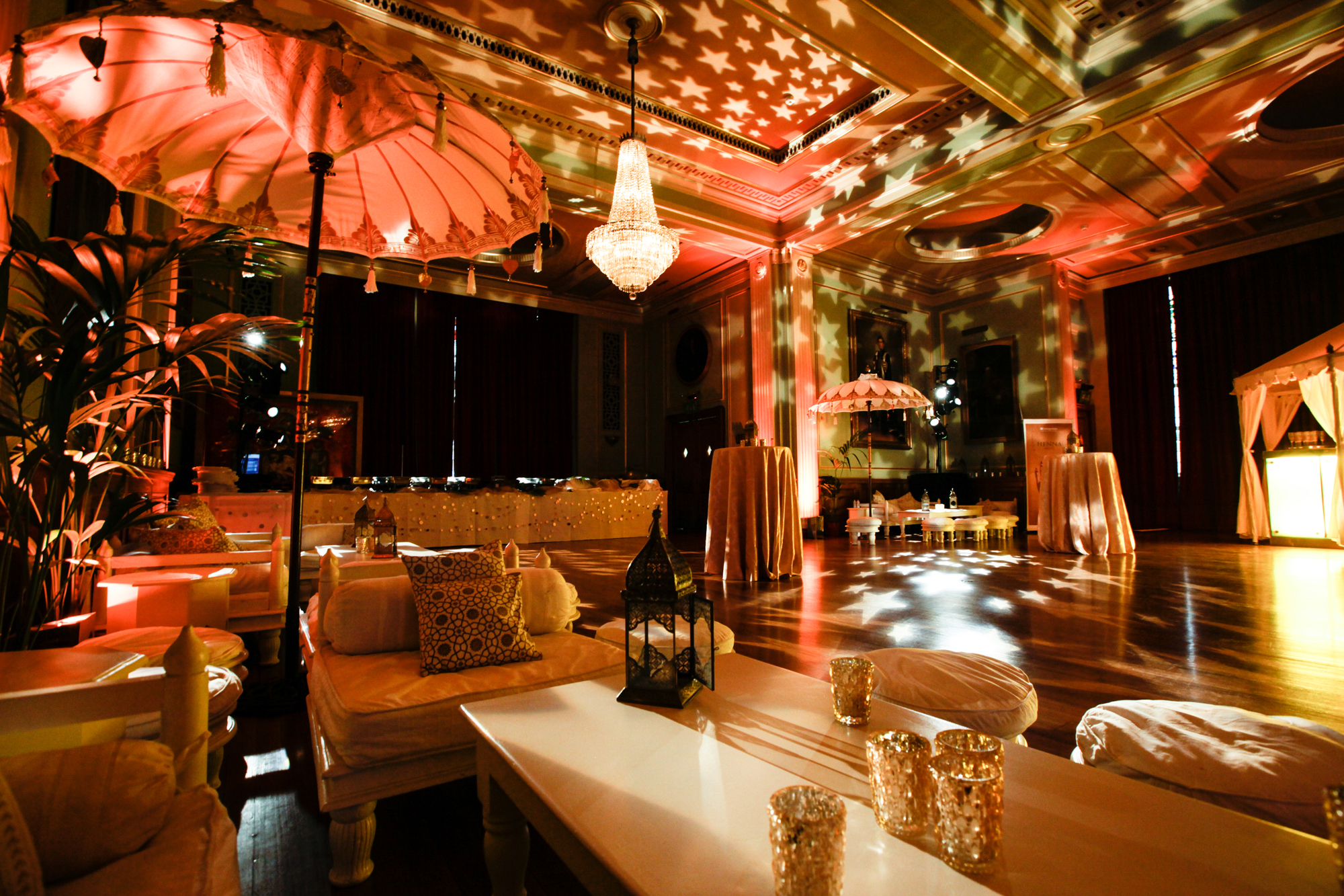 Elegant Livery Hall with lounge seating, ideal for themed events and celebrations.