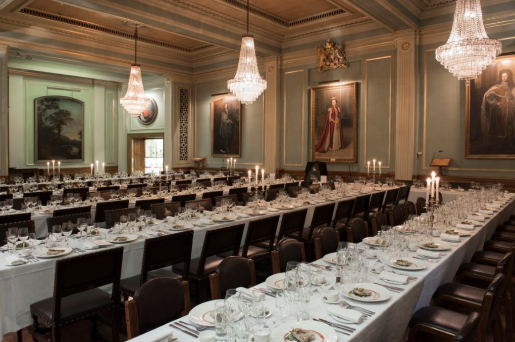 Elegant banquet hall in Livery Hall, perfect for gala dinners and corporate events.