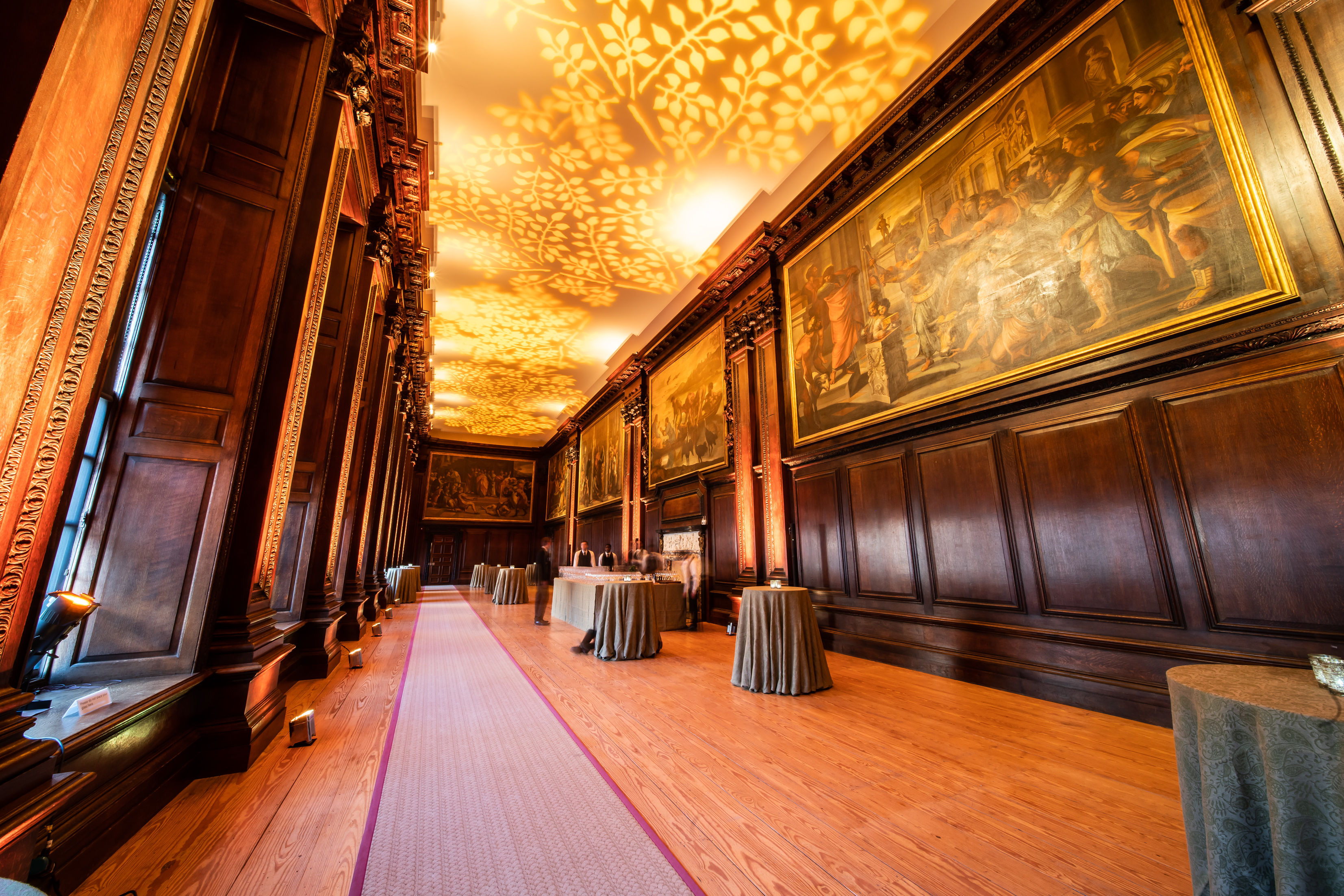 State Apartments at Hampton Court Palace, ornate ceiling, upscale cocktail reception venue.