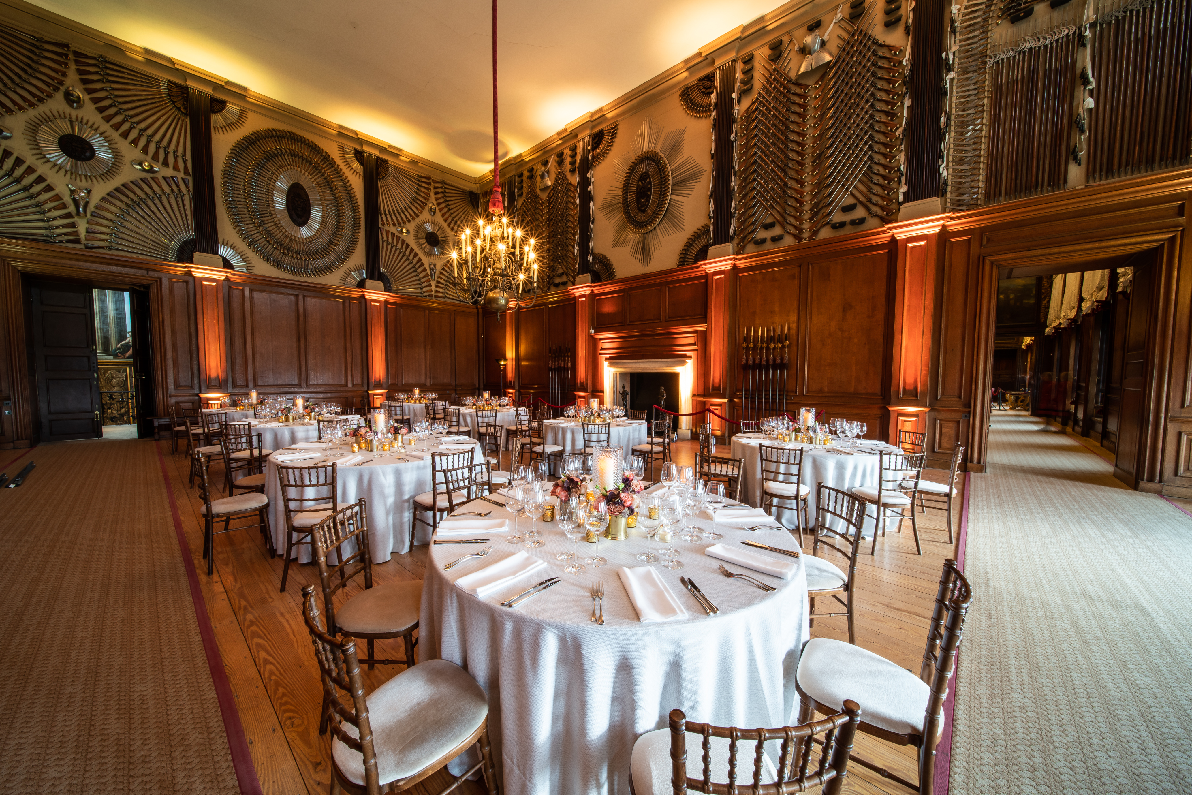 Elegant banquet room in Hampton Court Palace, perfect for weddings and corporate events.
