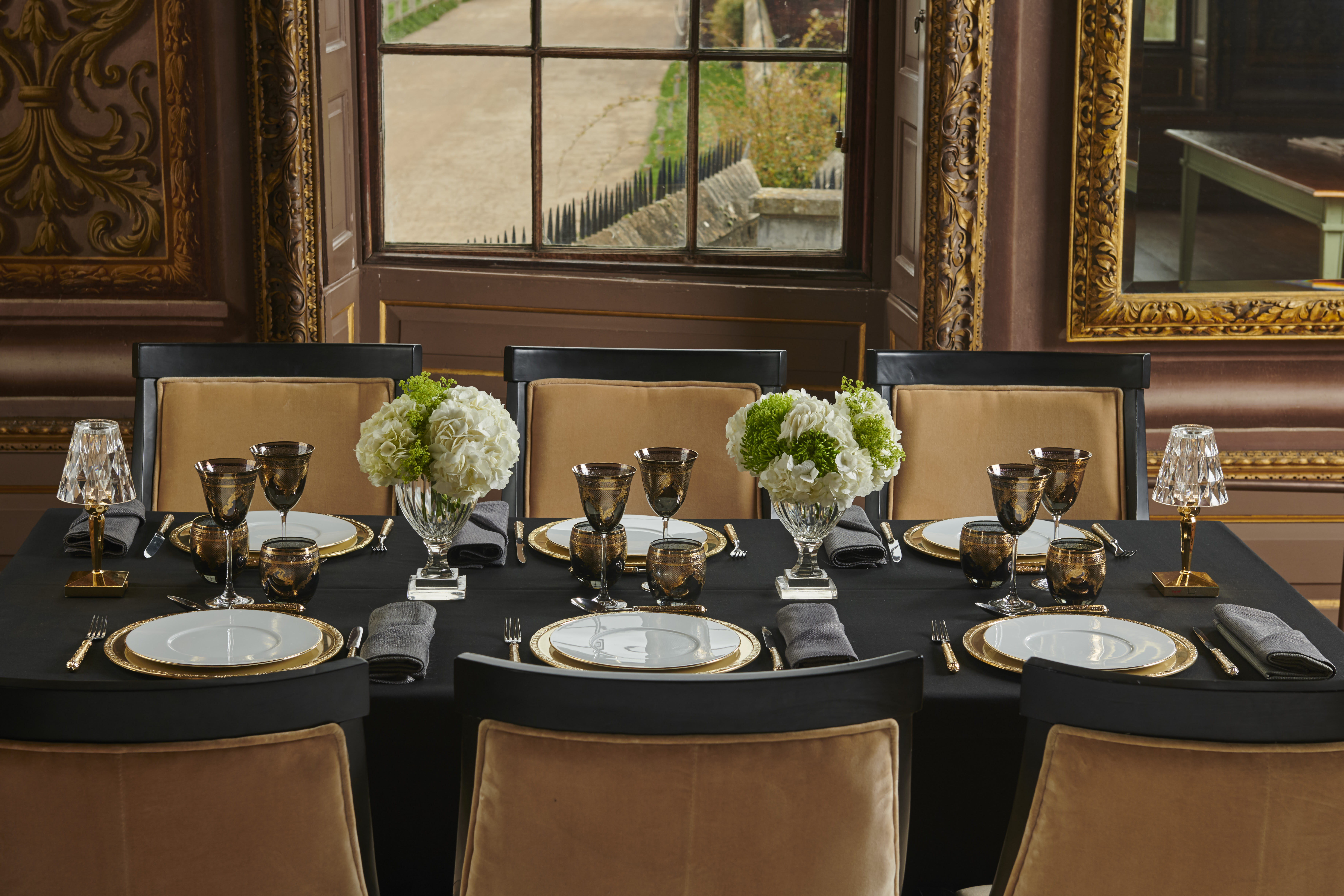 Elegant dining table at Little Banqueting House, Hampton Court Palace for upscale events.