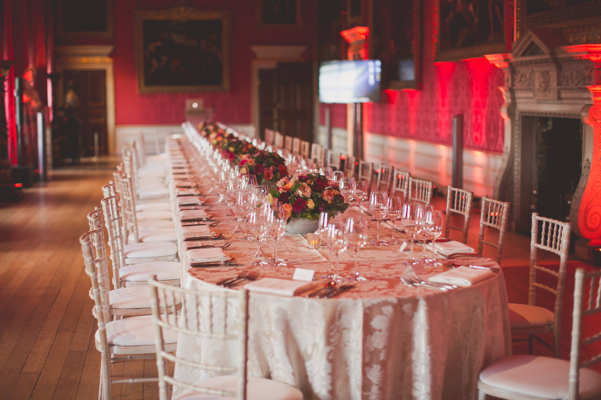 Elegant banquet table in Kensington Palace for weddings and corporate events.