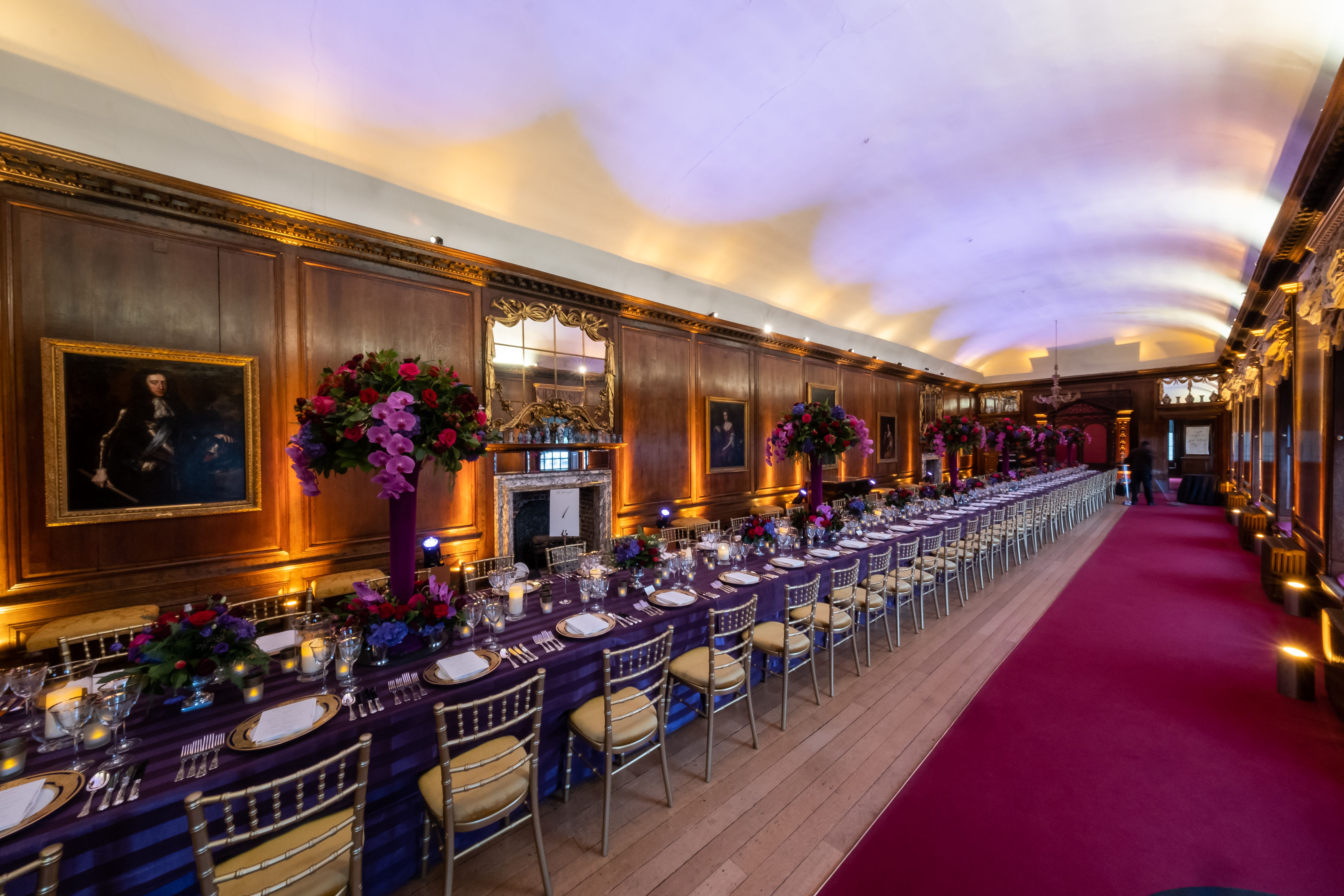 Elegant banquet hall in Kensington Palace, perfect for corporate events and upscale celebrations.