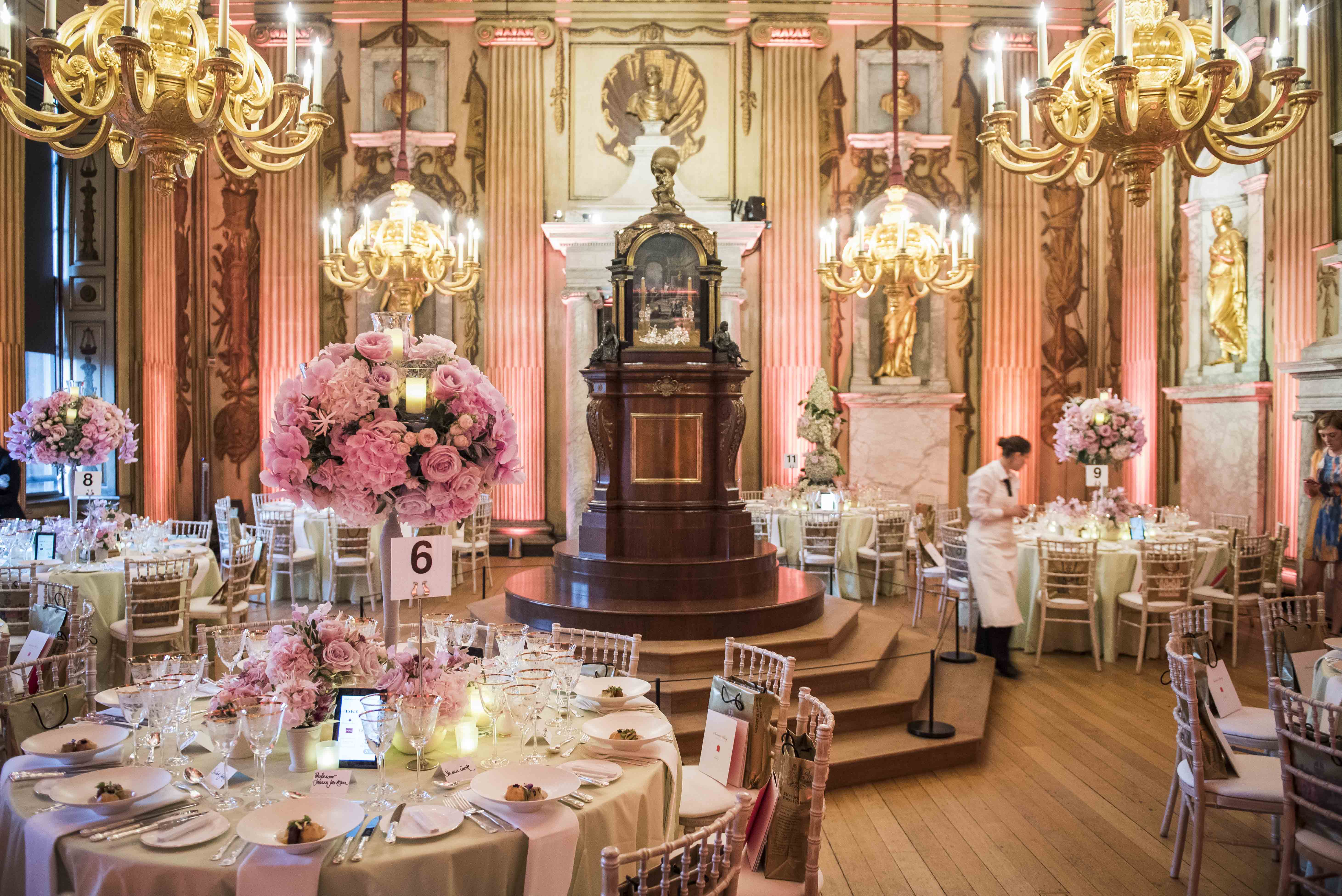 Elegant Kensington Palace event space with chandeliers, perfect for weddings and galas.
