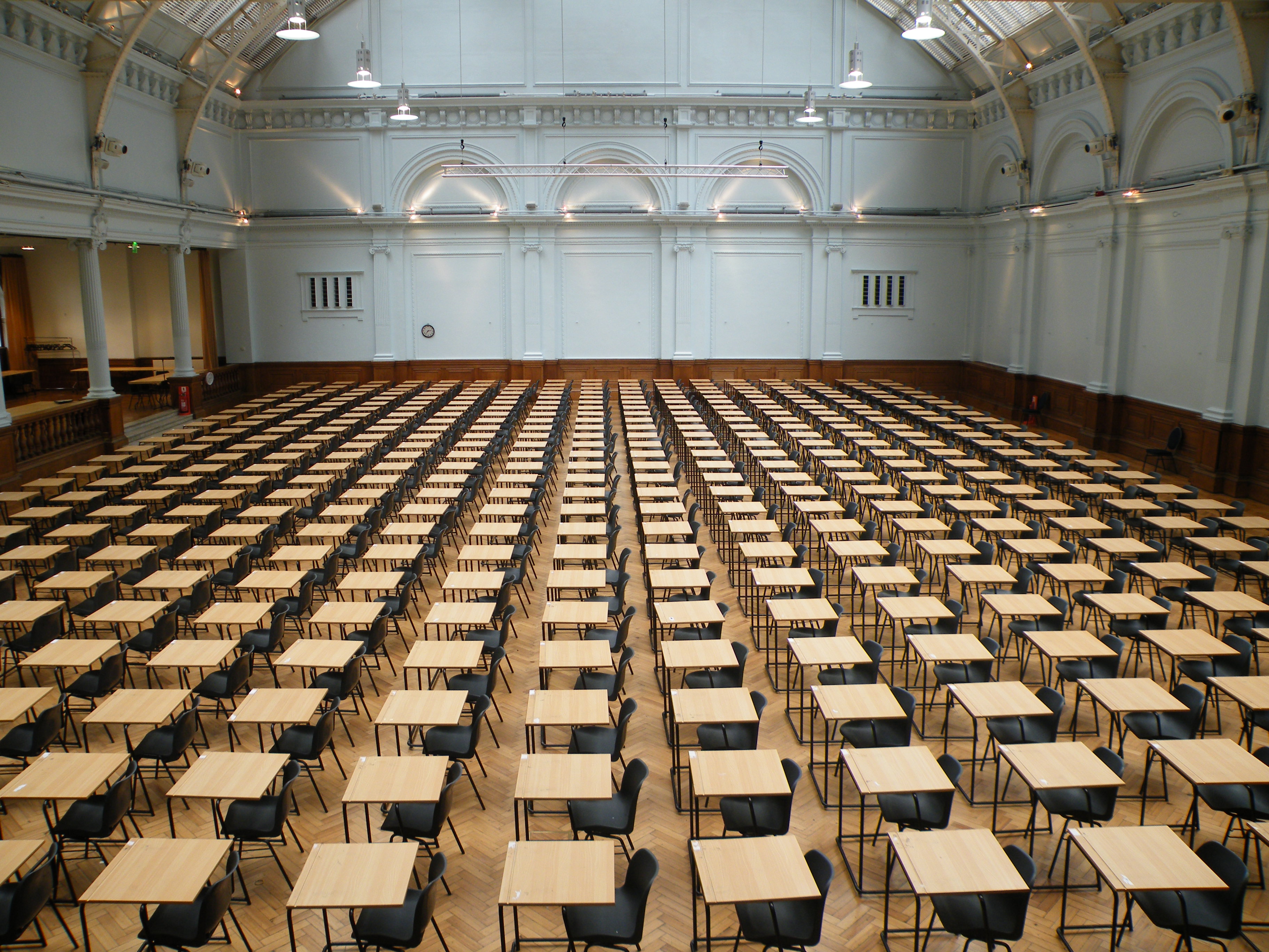 Lindley Hall event space with elegant high ceilings, perfect for conferences and exams.
