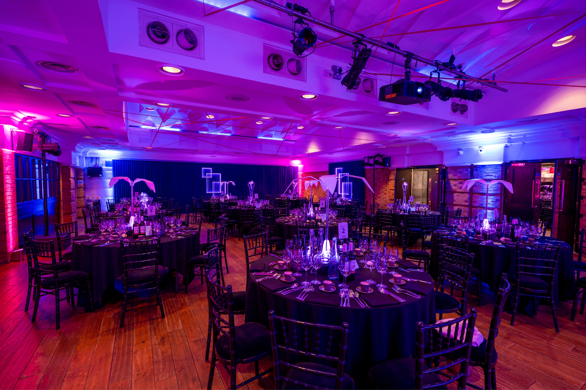 Elegant event space at The Queen Charlotte, perfect for corporate dinners and galas.