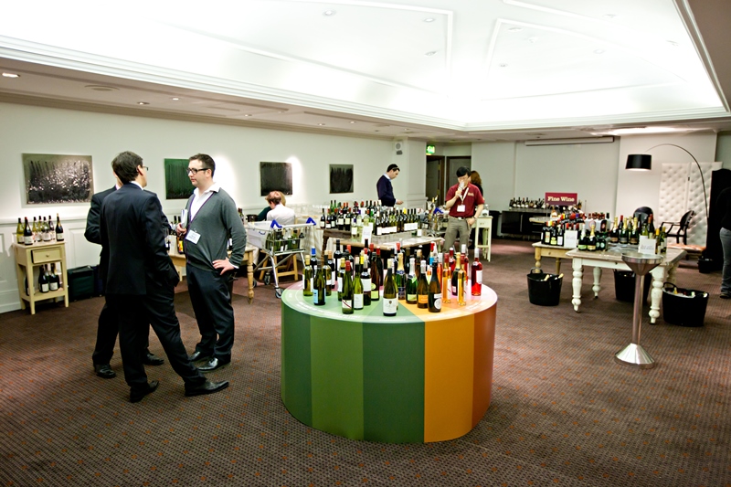 Wine tasting event at The James Watt with elegant bottle displays and networking ambiance.