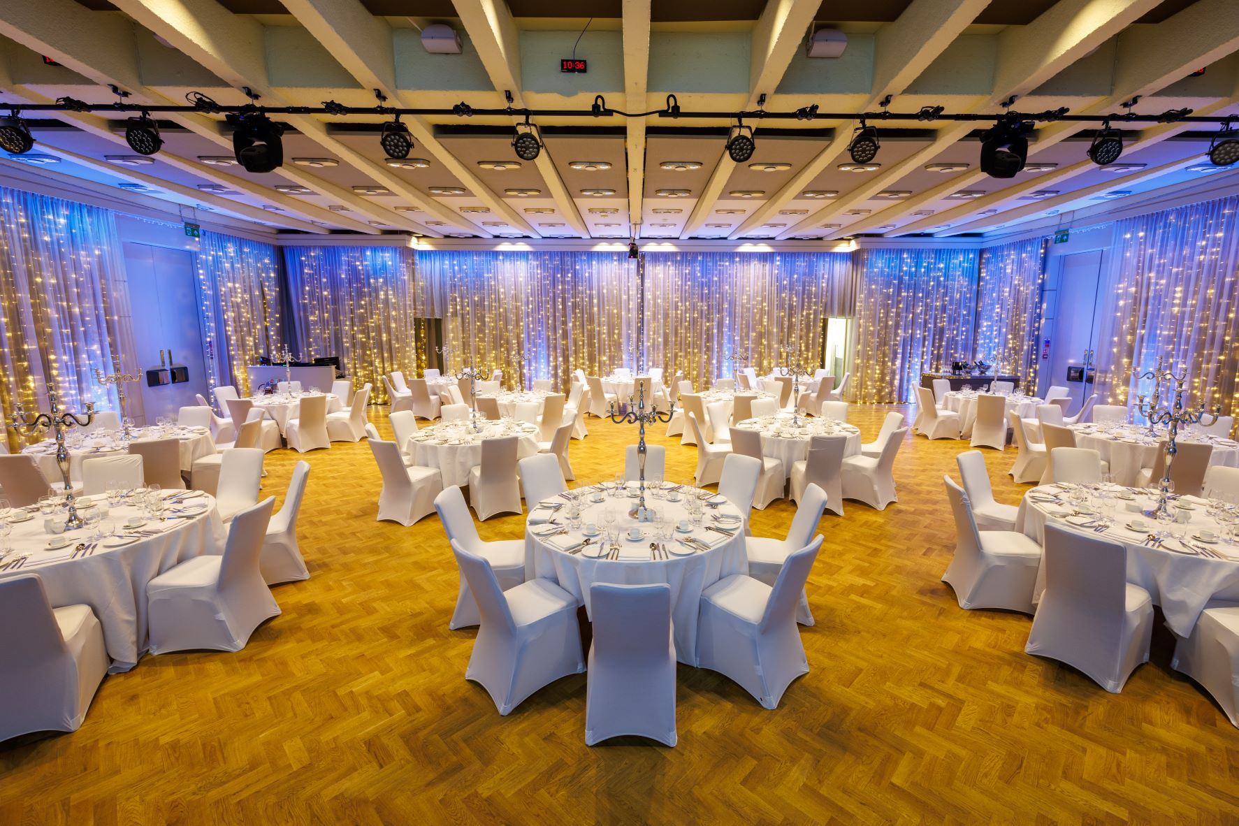Elegant banquet hall at One Moorgate Place, ideal for weddings and corporate events.