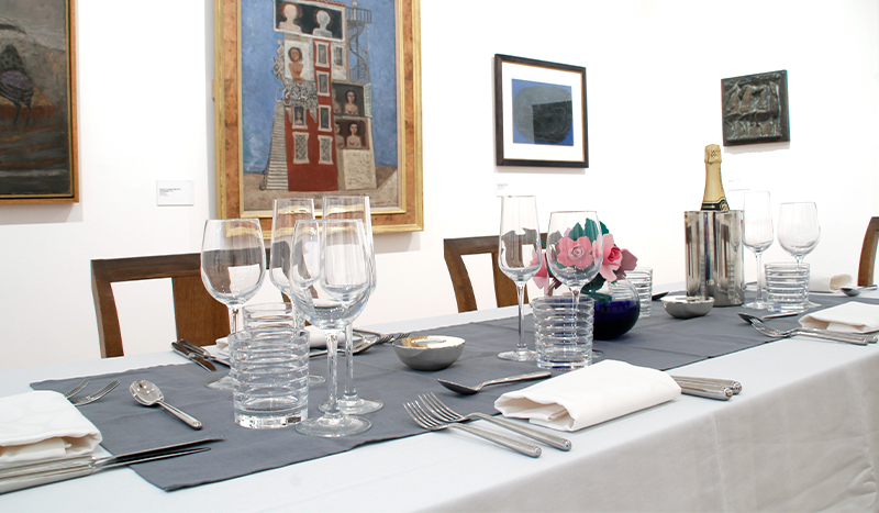 Elegant dining table in Estorick Collection for sophisticated events and corporate dinners.