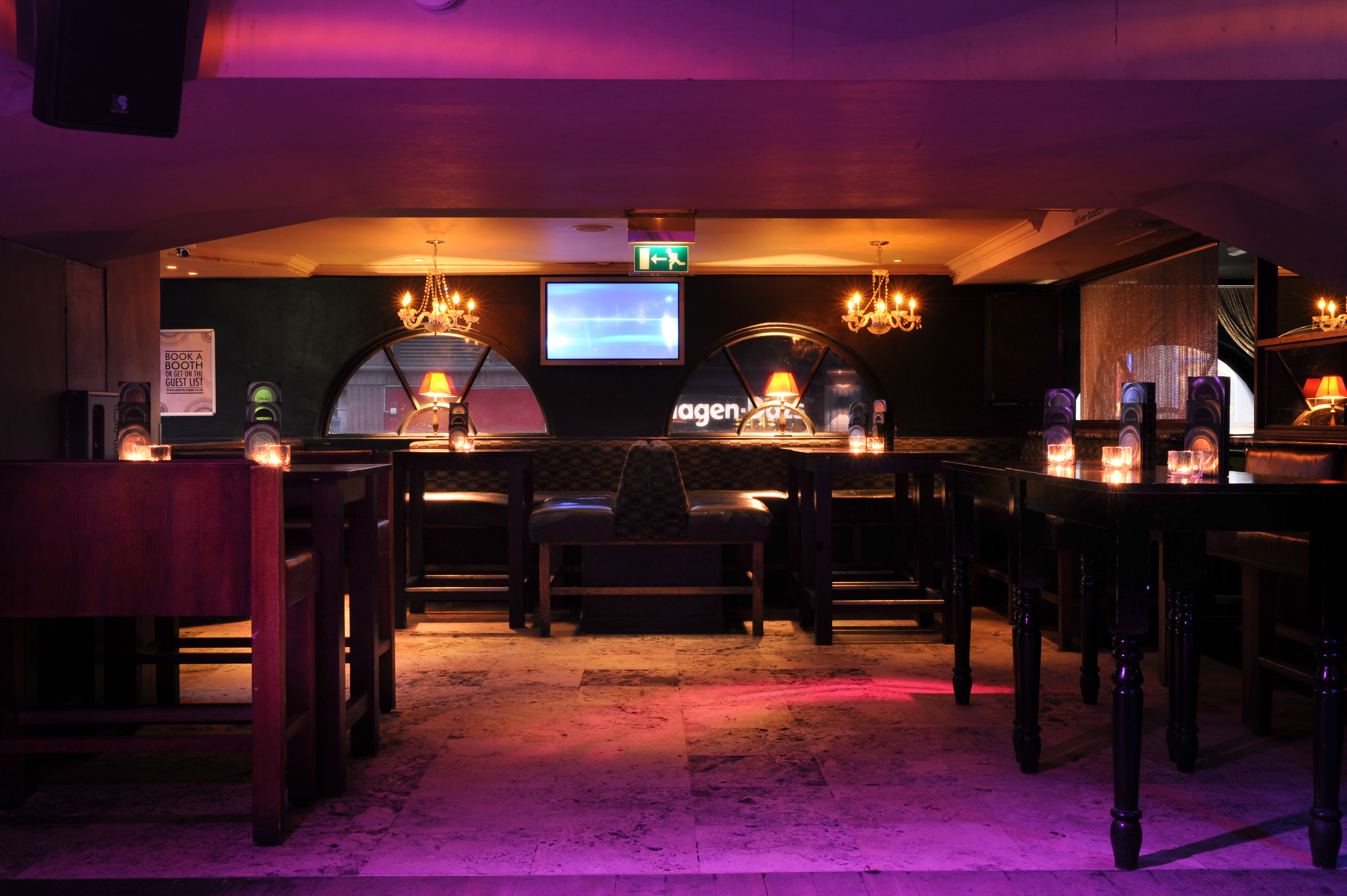 Stylish Ruby Blue venue with elegant decor, perfect for networking events and cocktail receptions.