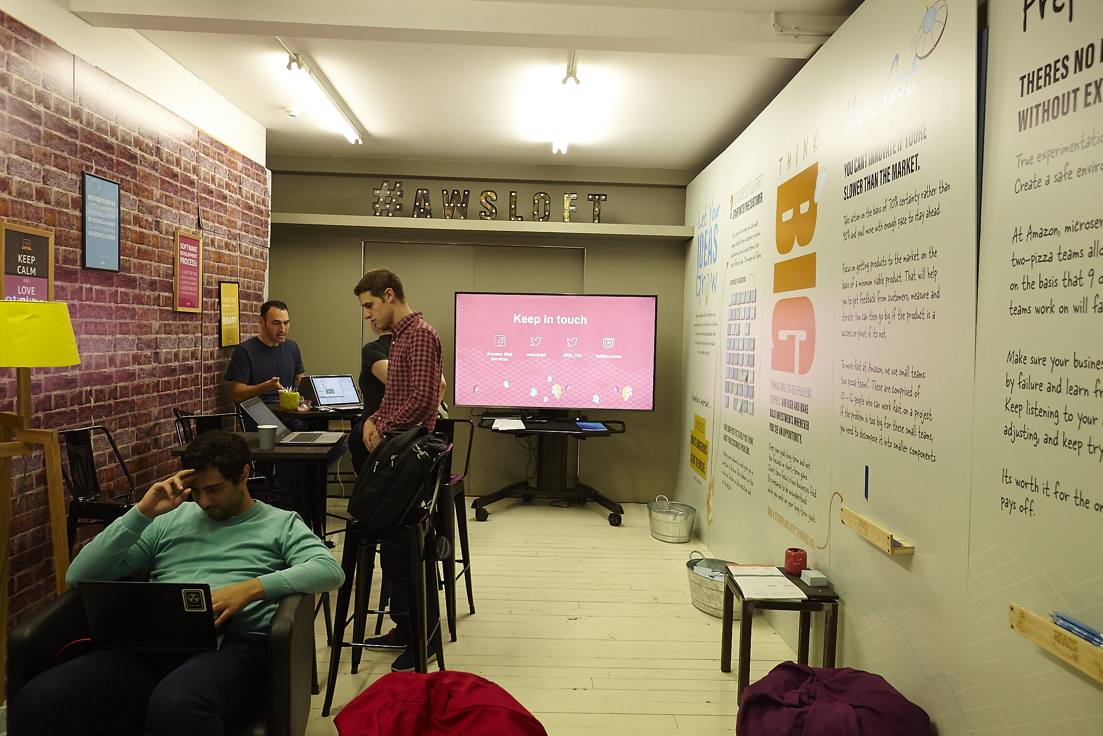 Modern collaborative workspace in White Rabbit Shoreditch for meetings and workshops.