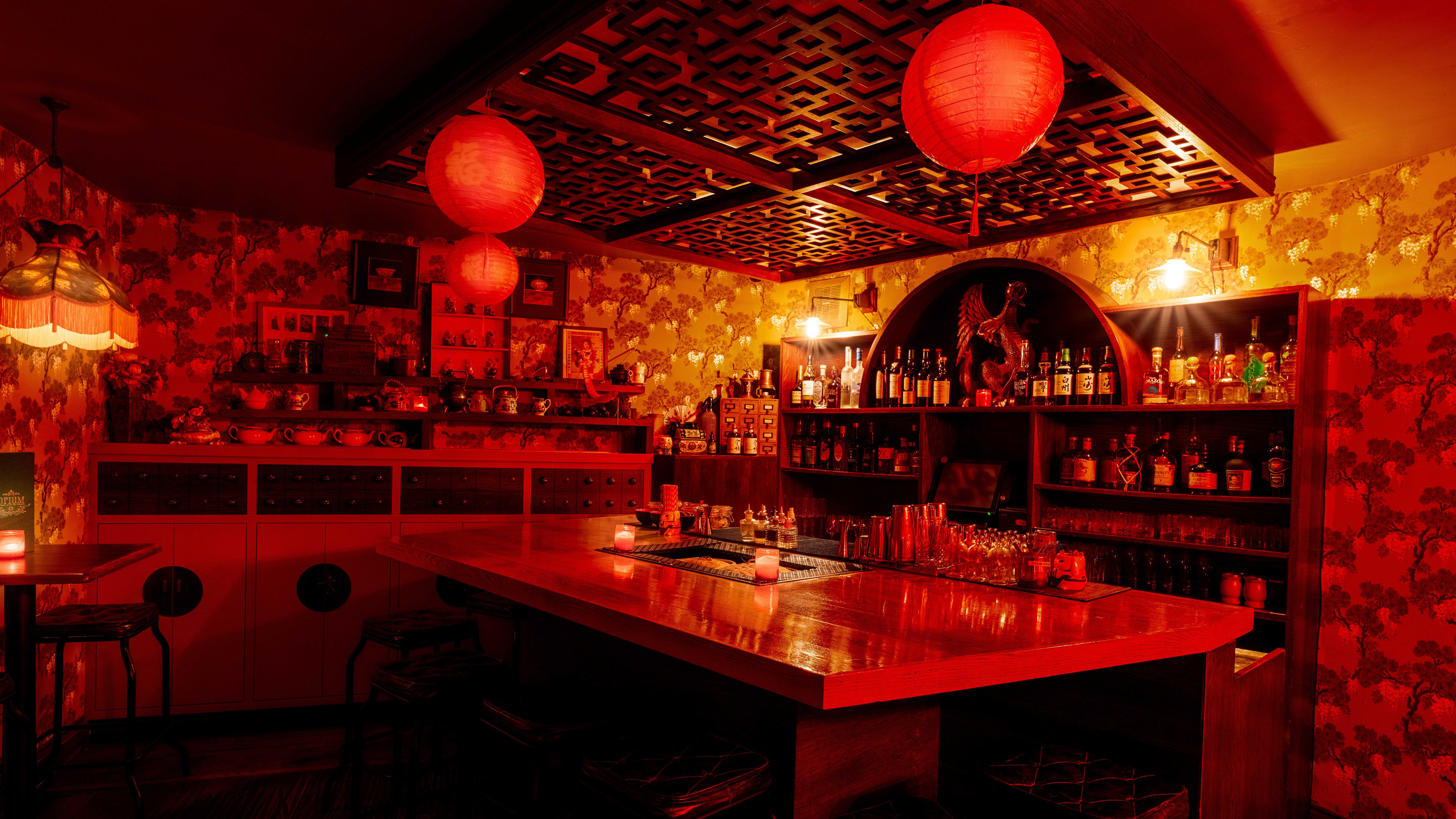 Vibrant bar in Opium Chinatown, ideal for networking events and private gatherings.