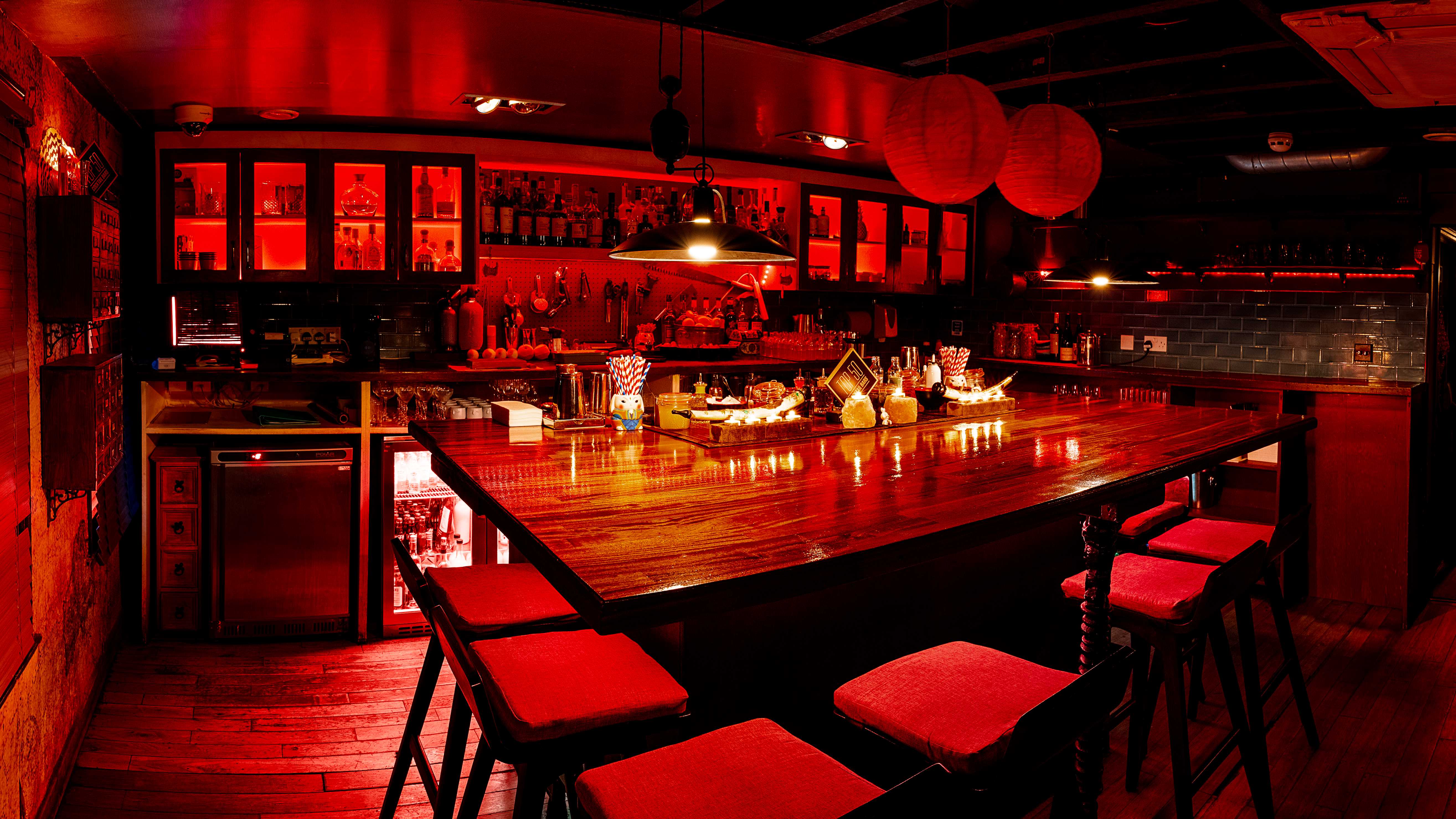 Vibrant bar at The Academy, perfect for cocktail receptions and networking events.