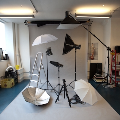 Photography studio setup with lighting for high-quality event visuals.