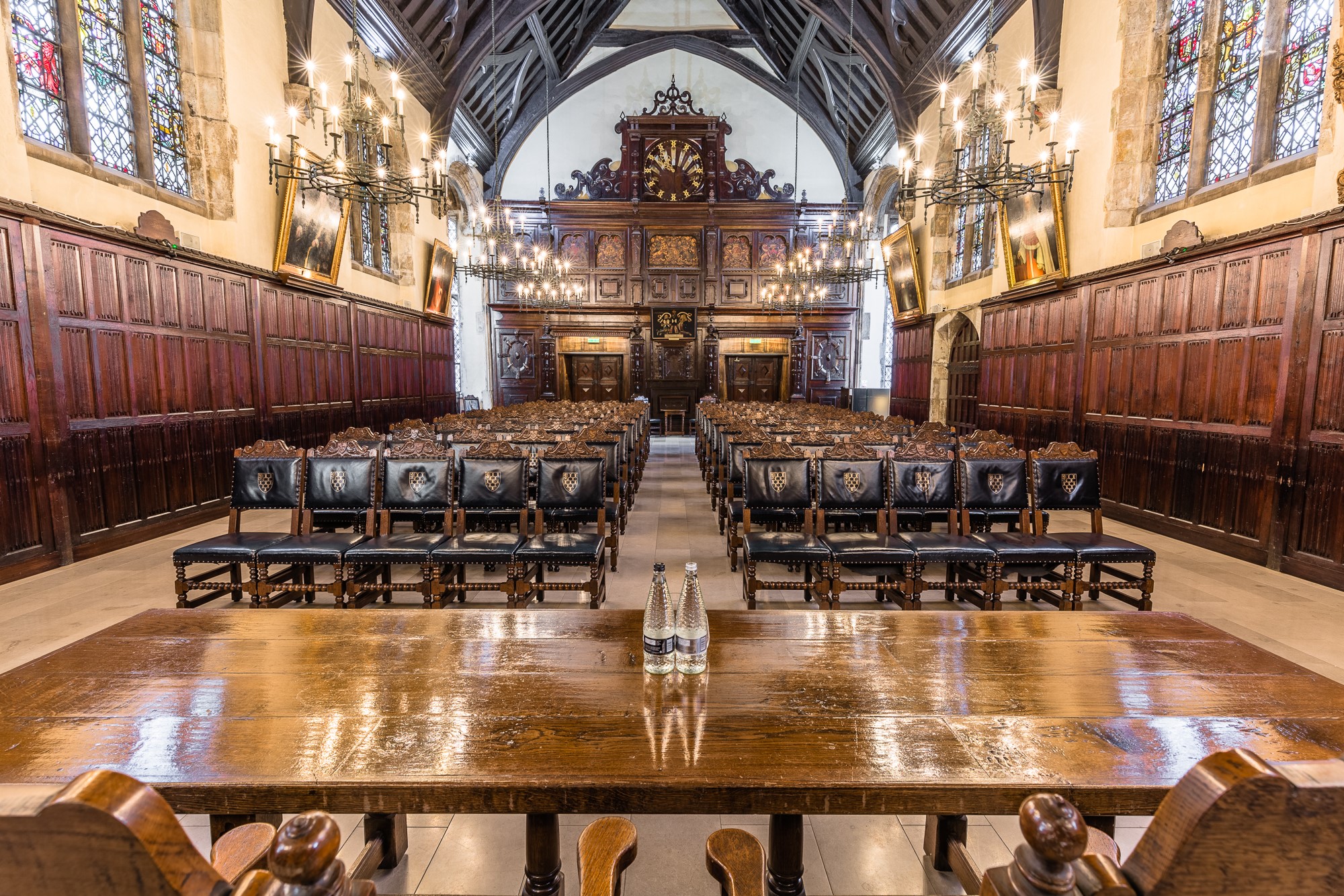 Old Hall at Lincoln's Inn, ornate wood paneling, ideal for formal events and conferences.