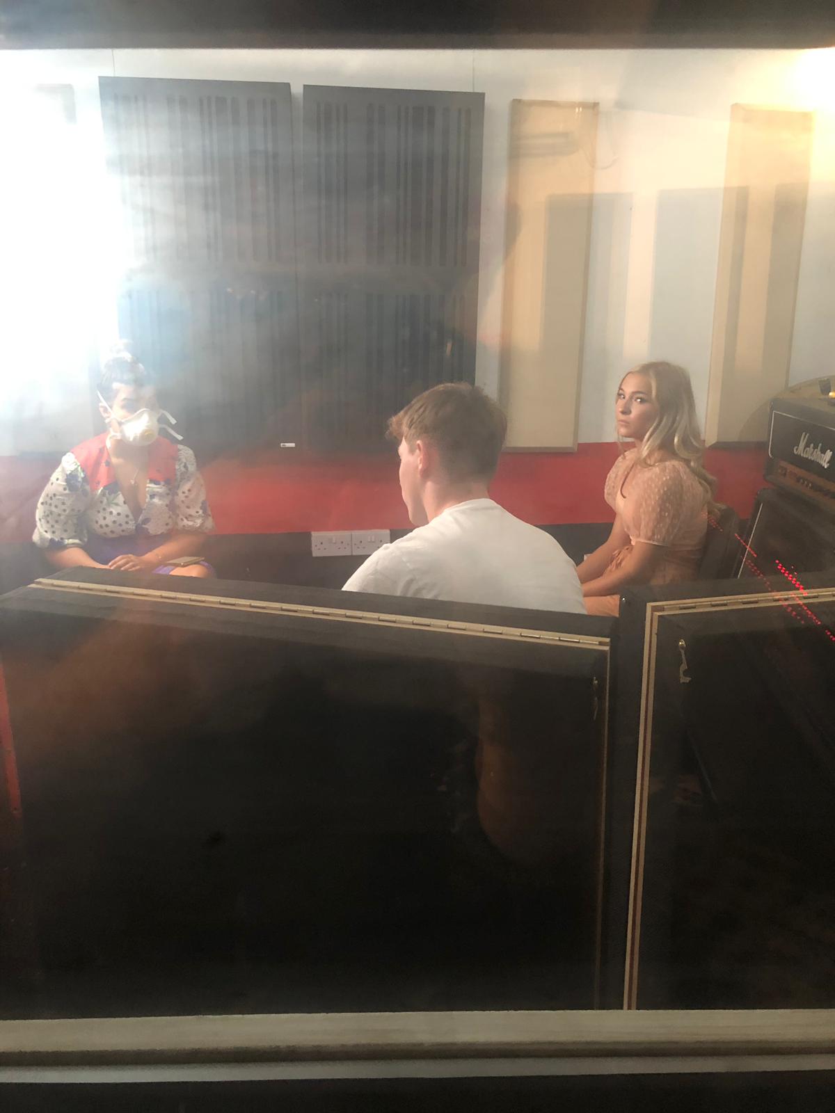 Intimate meeting room setup for creative brainstorming with sound equipment.