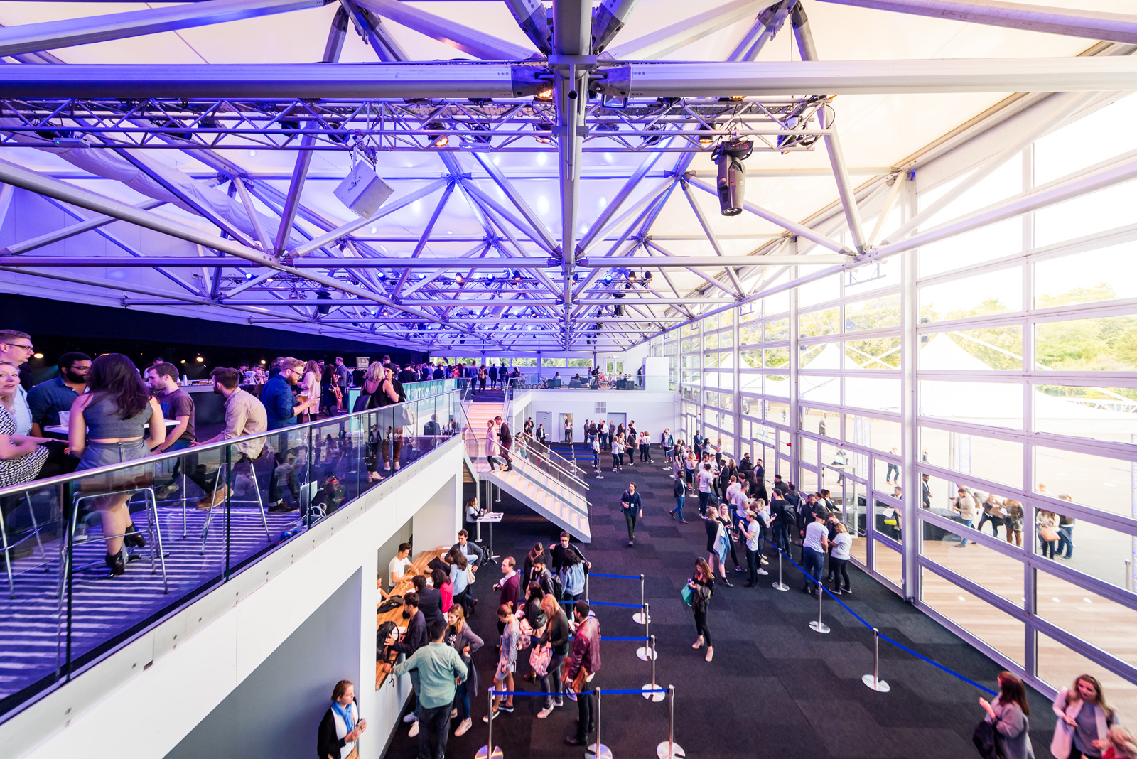 Vibrant event space at Evolution London, ideal for networking and conferences.