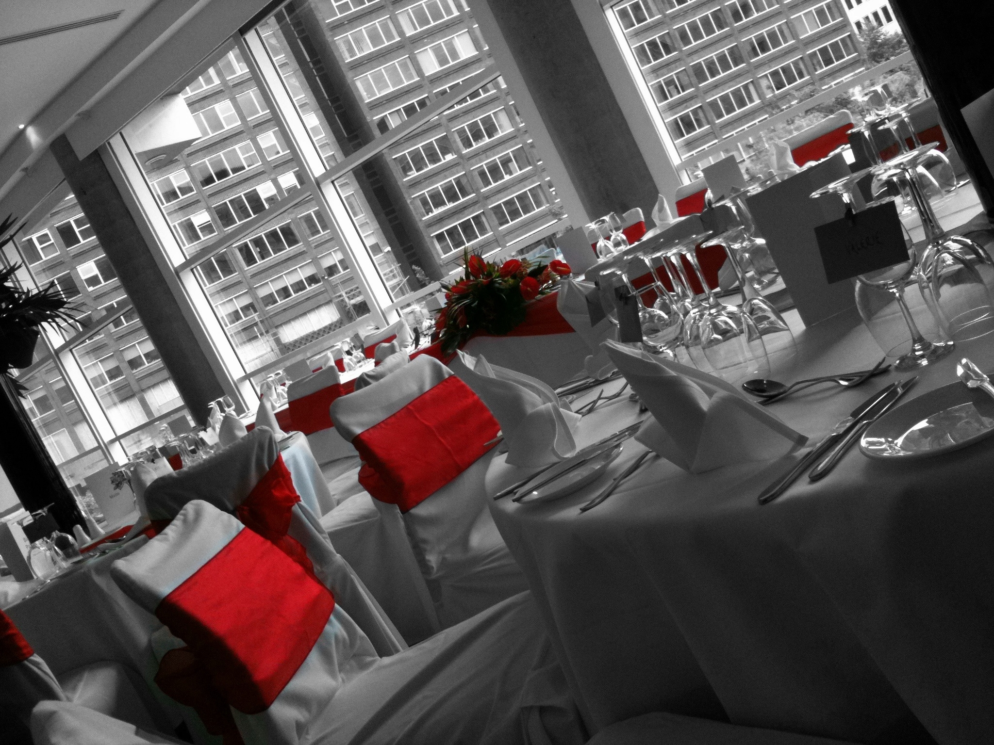 Grand Ballroom at The Lowry Hotel, elegant tables for weddings and corporate events.