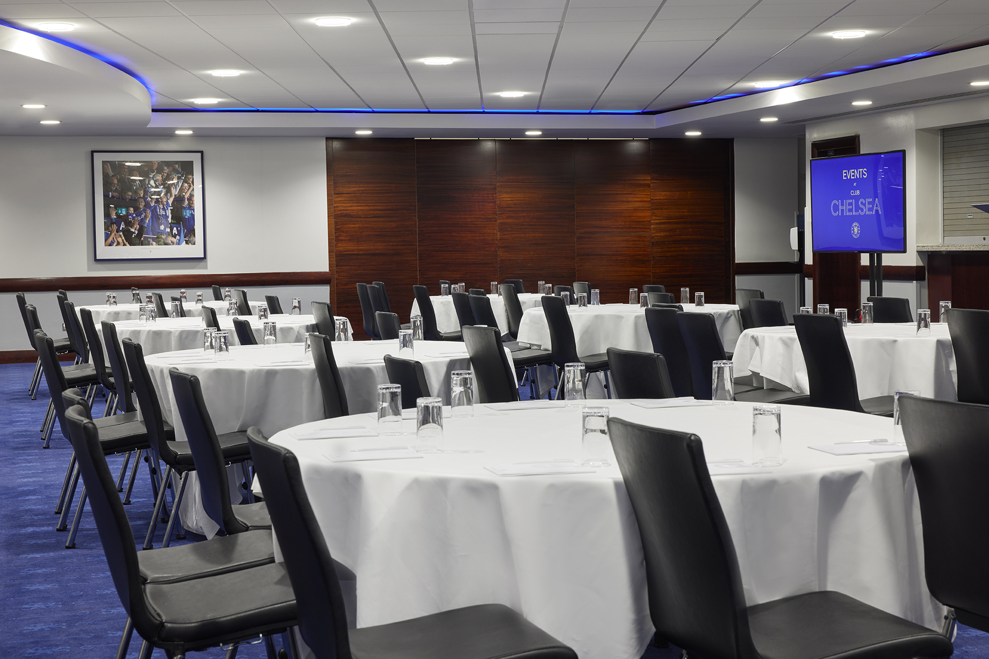 Drake and Harris Suites at Chelsea FC, elegant event space for corporate meetings.