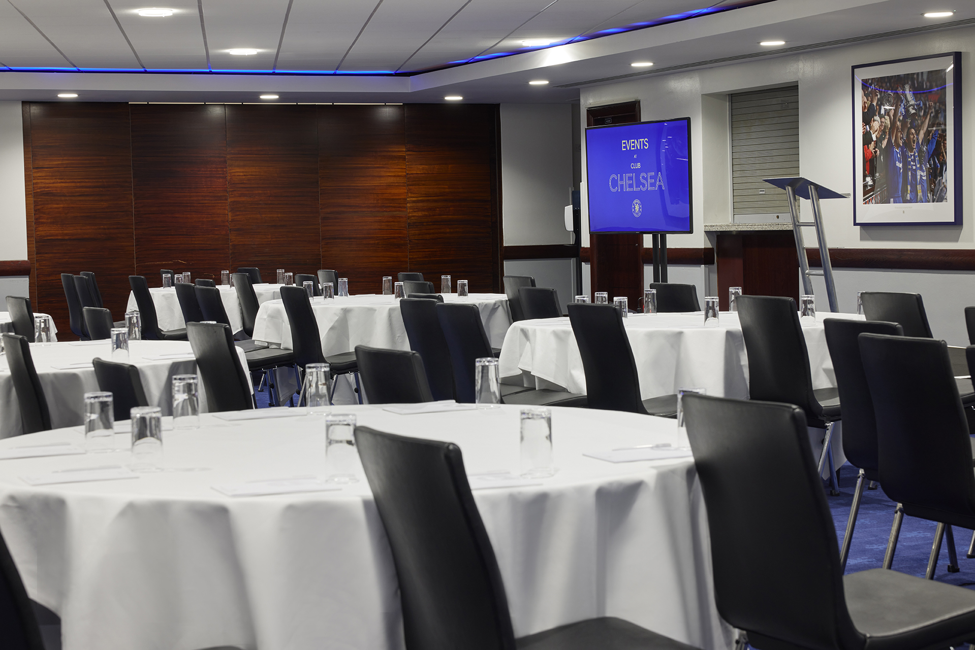 Drake and Harris Suites at Chelsea FC, elegant meeting space for corporate events.