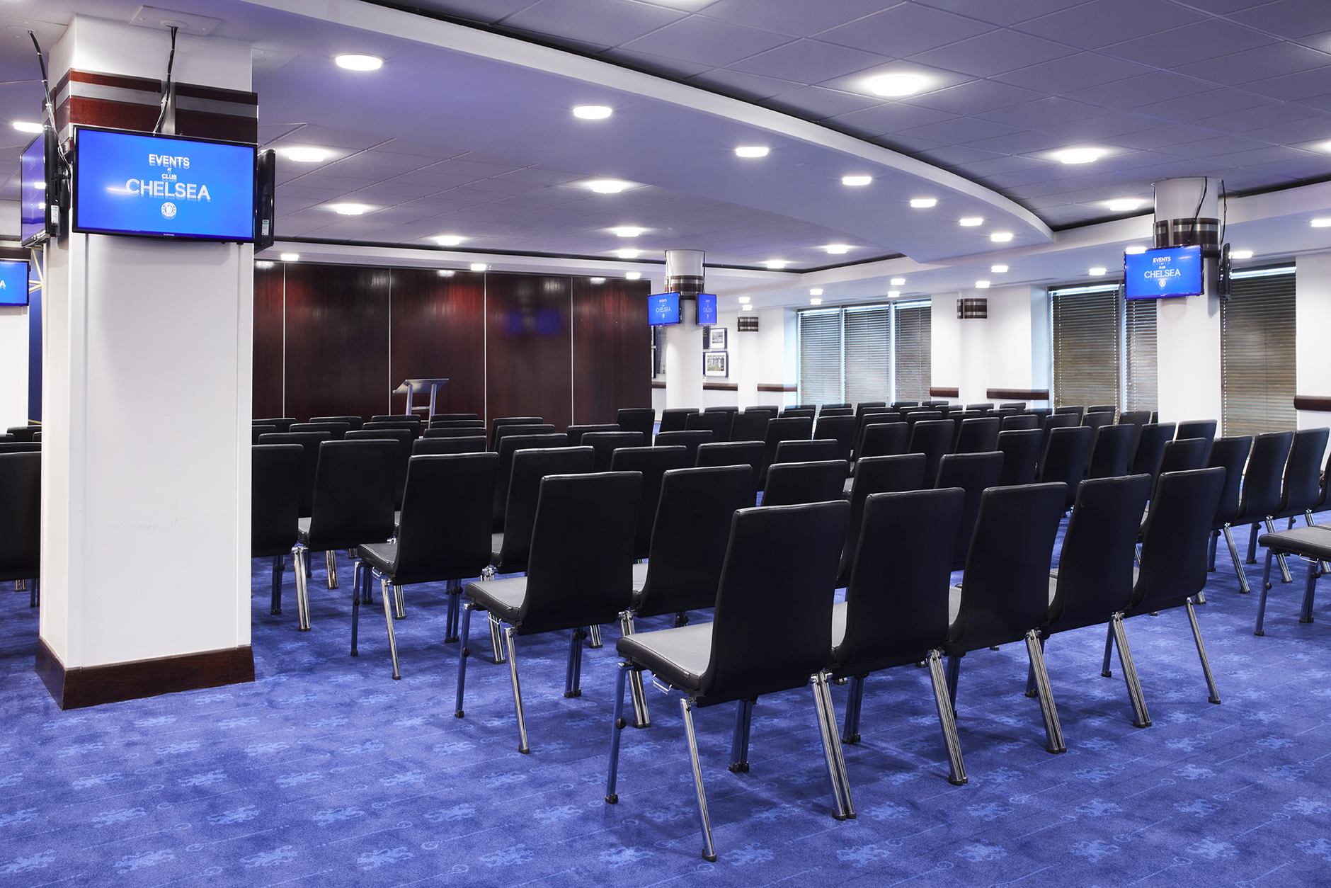 Tambling Suite at Chelsea FC, modern meeting space for conferences and corporate events.