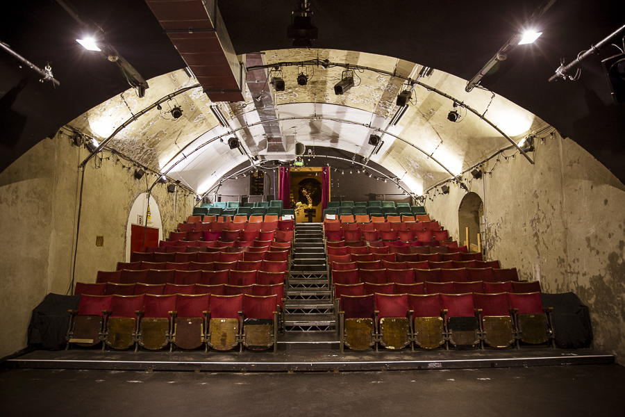 The Vaults Theatre with tiered seating, perfect for intimate events and performances.