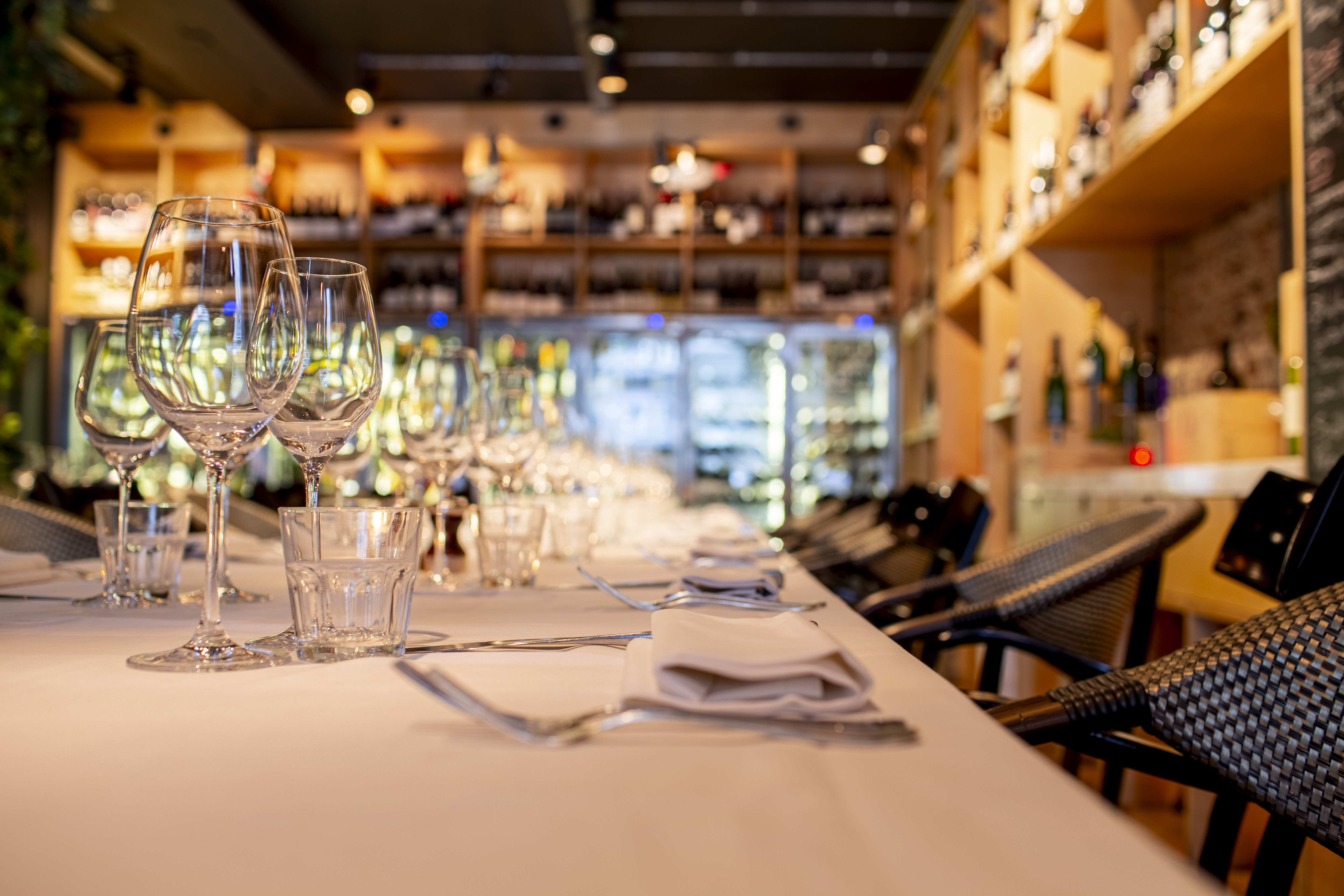 Elegant dining table setup in New Street Wine Shop for corporate dinners and gatherings.