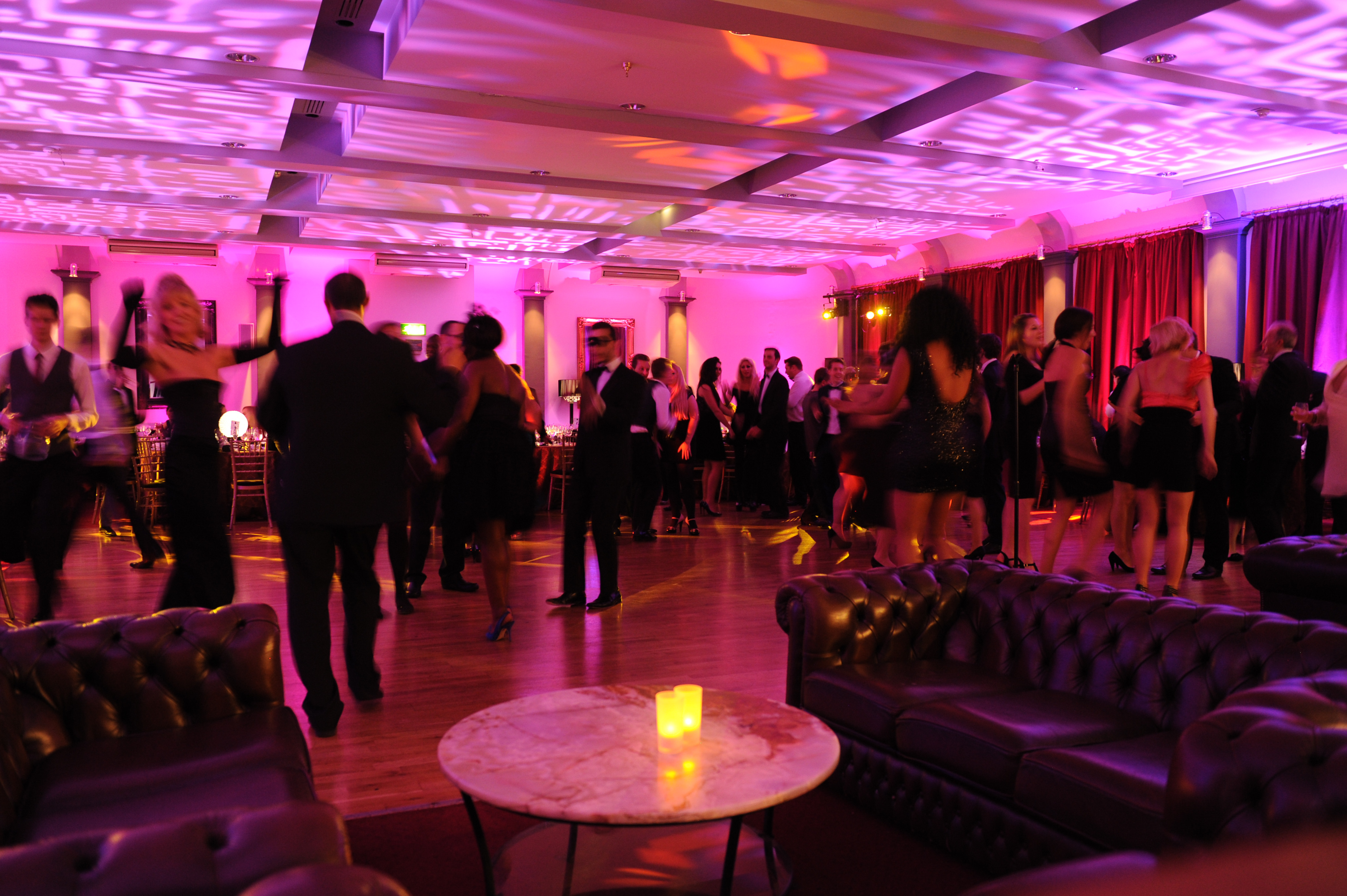 McNamara Suite at The London Irish Centre, vibrant dance floor for events and celebrations.