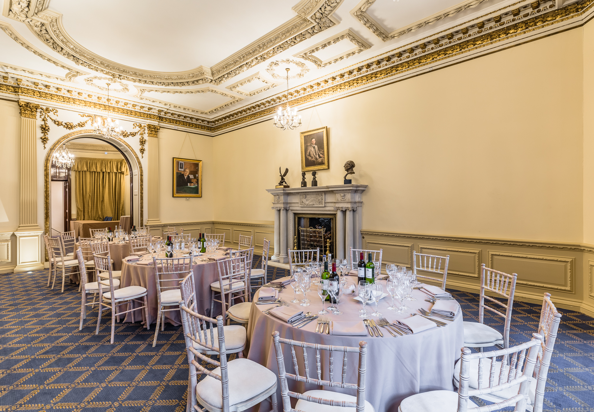 Elegant banquet room at Marshall of Cambridge, ideal for upscale events and formal dinners.