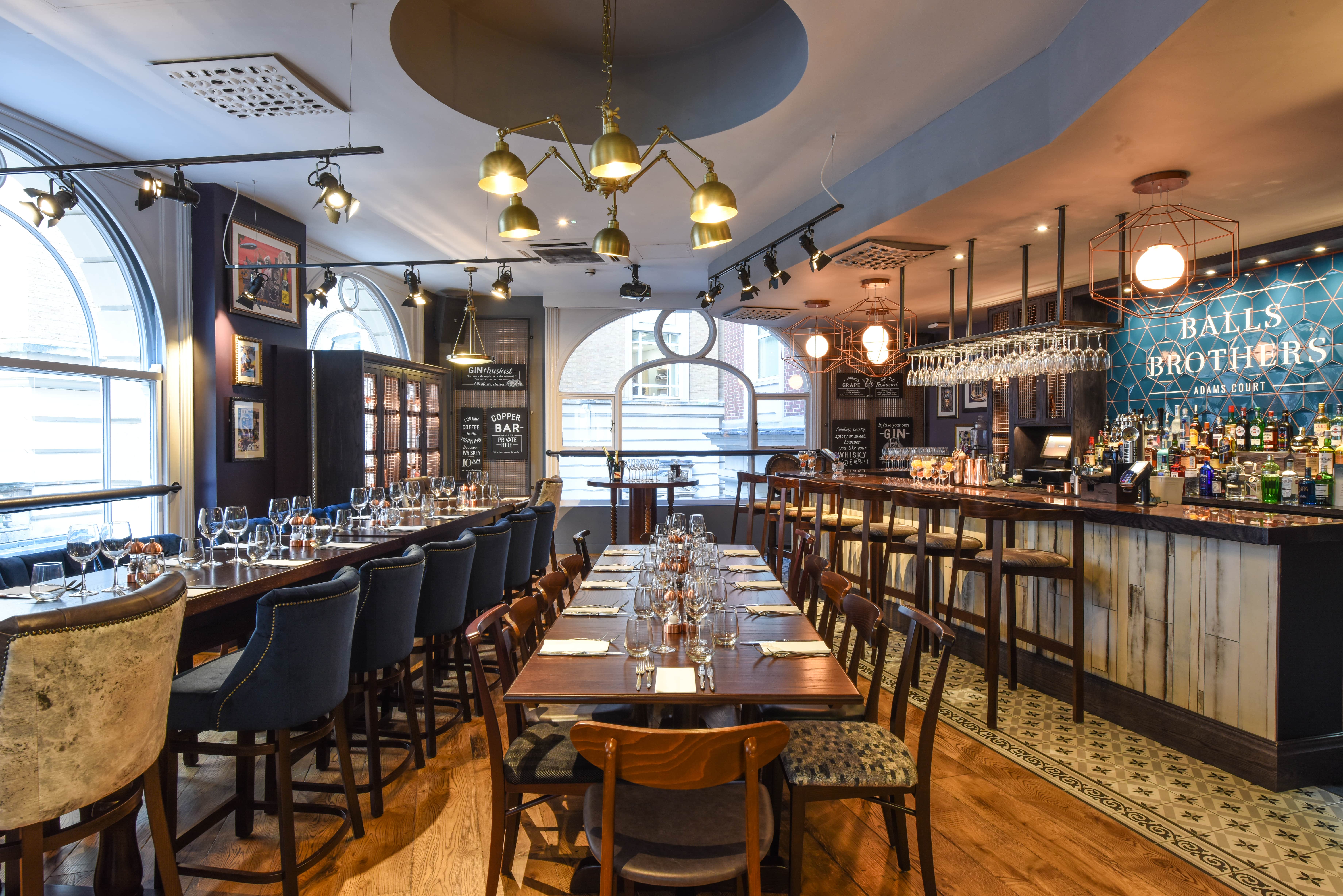 Stylish venue with wooden furnishings for corporate events and private gatherings