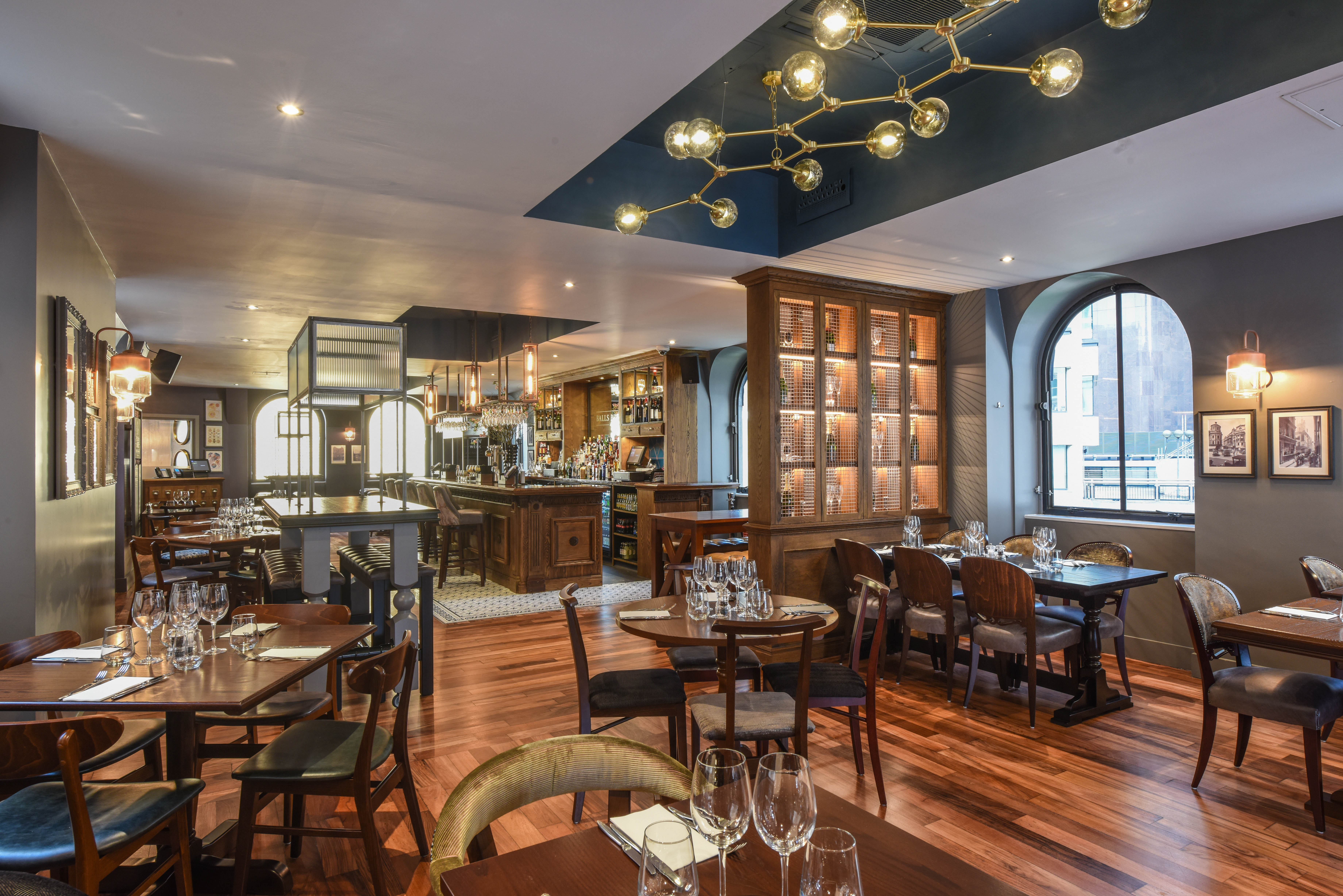 Stylish restaurant interior at Jamie’s Adams Court, perfect for gatherings and business events.