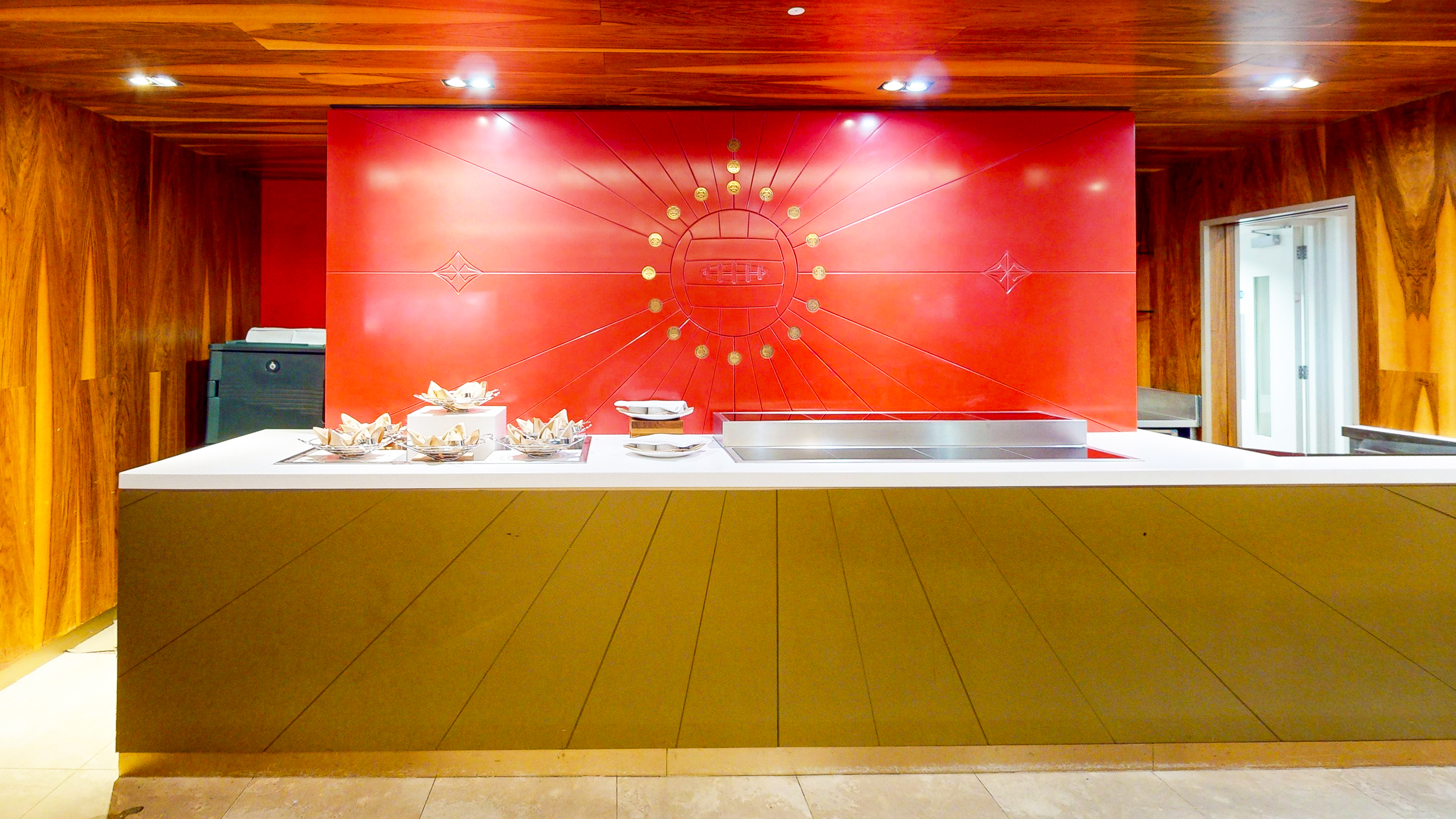Modern catering station at Arsenal's Emirates Stadium, ideal for upscale events.