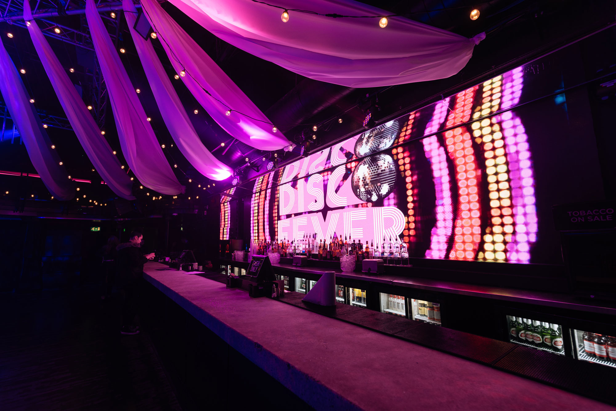 Vibrant event space at Ministry of Sound with dynamic lighting for themed parties.