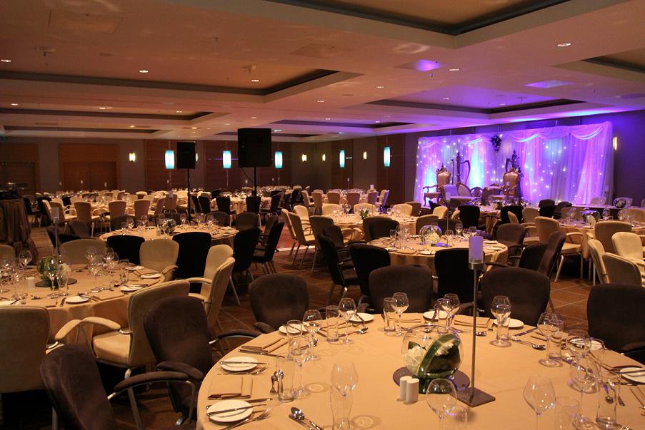 Quayside suite at Hilton London: elegant banquet hall for corporate events and dinners.