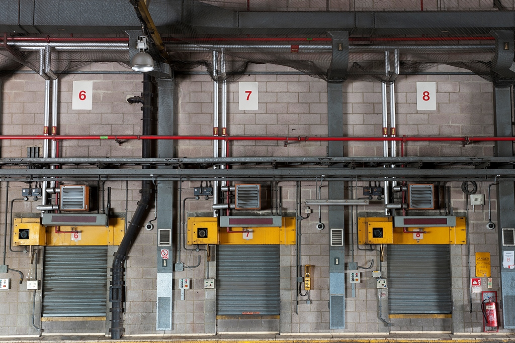Vanway at Printworks London: industrial space with loading docks for efficient event logistics.