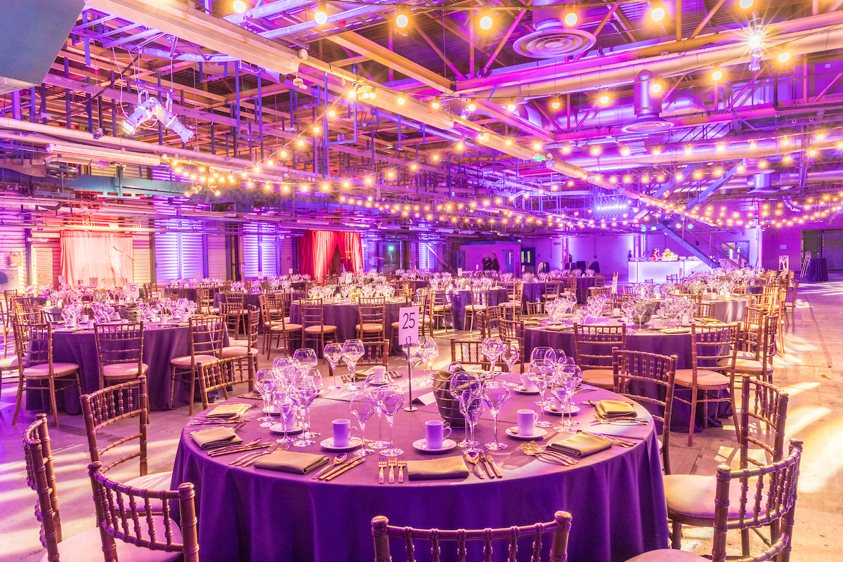 Elegant event space in Printworks London, perfect for gala and corporate dinners.