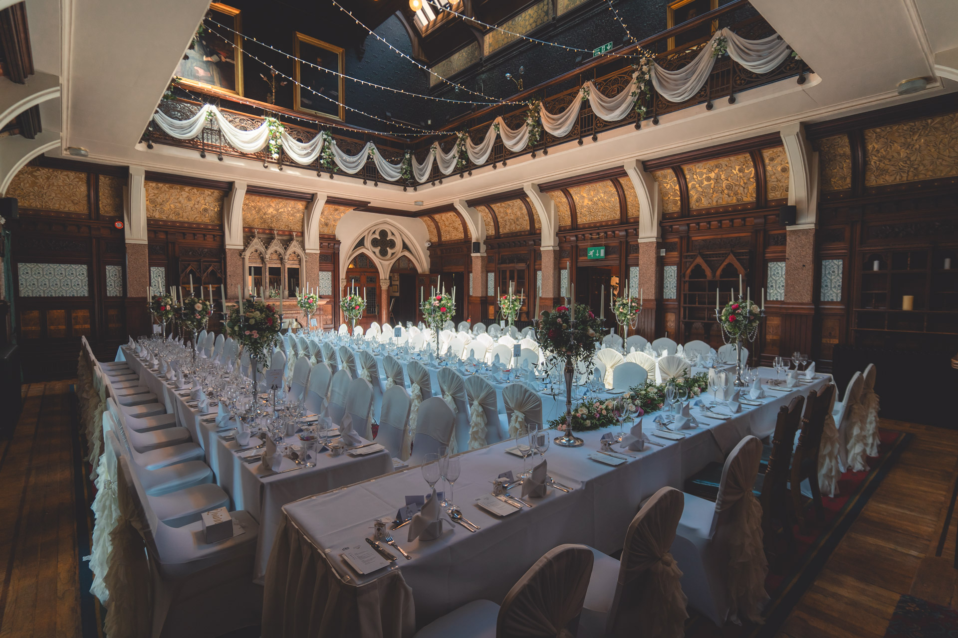 Elegant banquet hall at Highbury Hall, perfect for weddings and formal events.