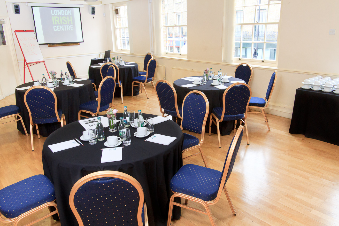 Presidential Suite at The London Irish Centre, bright meeting space for workshops and conferences.