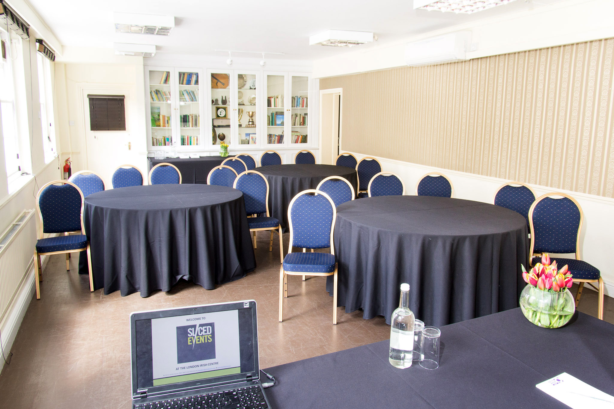 Tom Buglar Room at London Irish Centre, elegant meeting space for workshops and presentations.