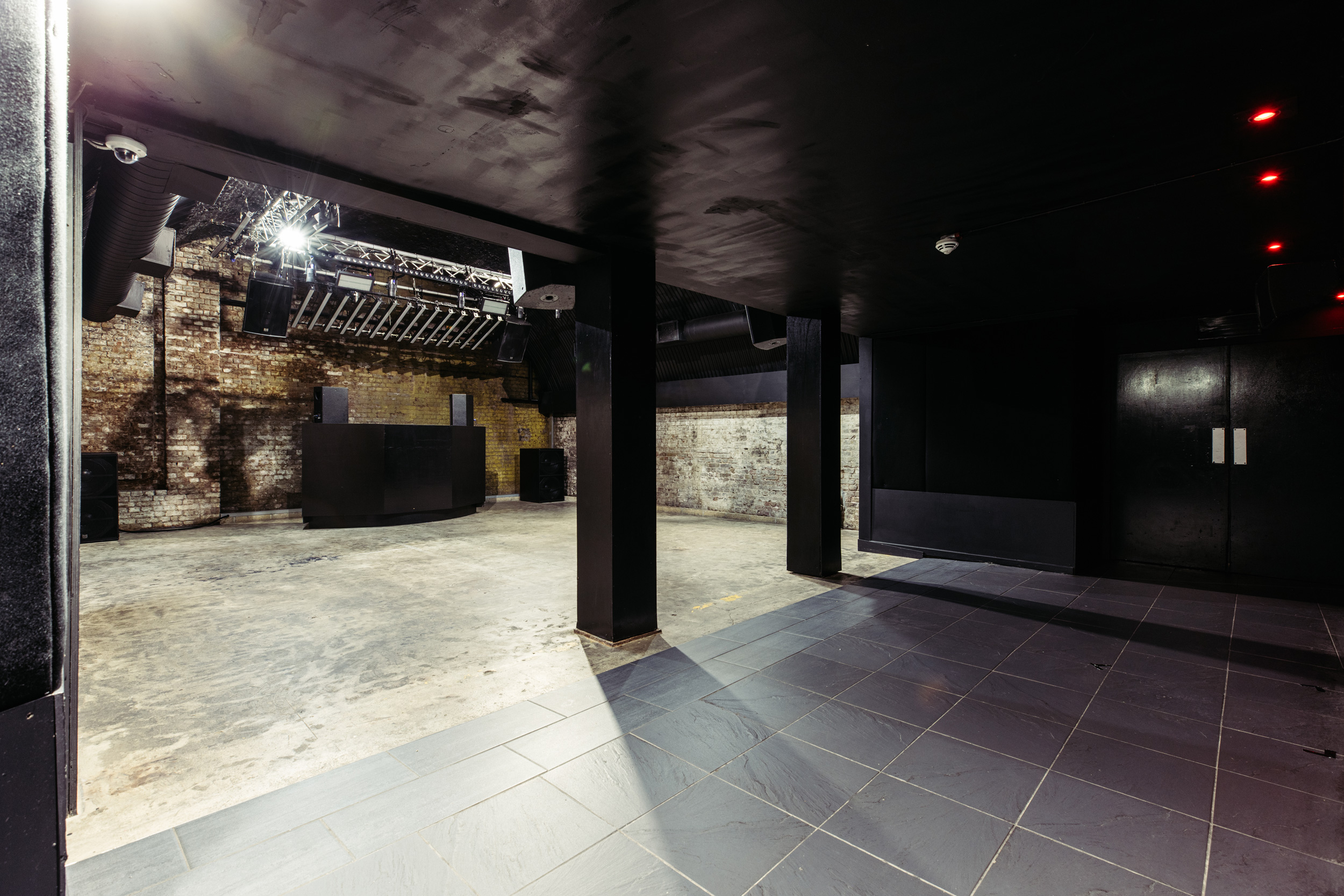 The Baby Box at Ministry of Sound: industrial event space with exposed brick walls.