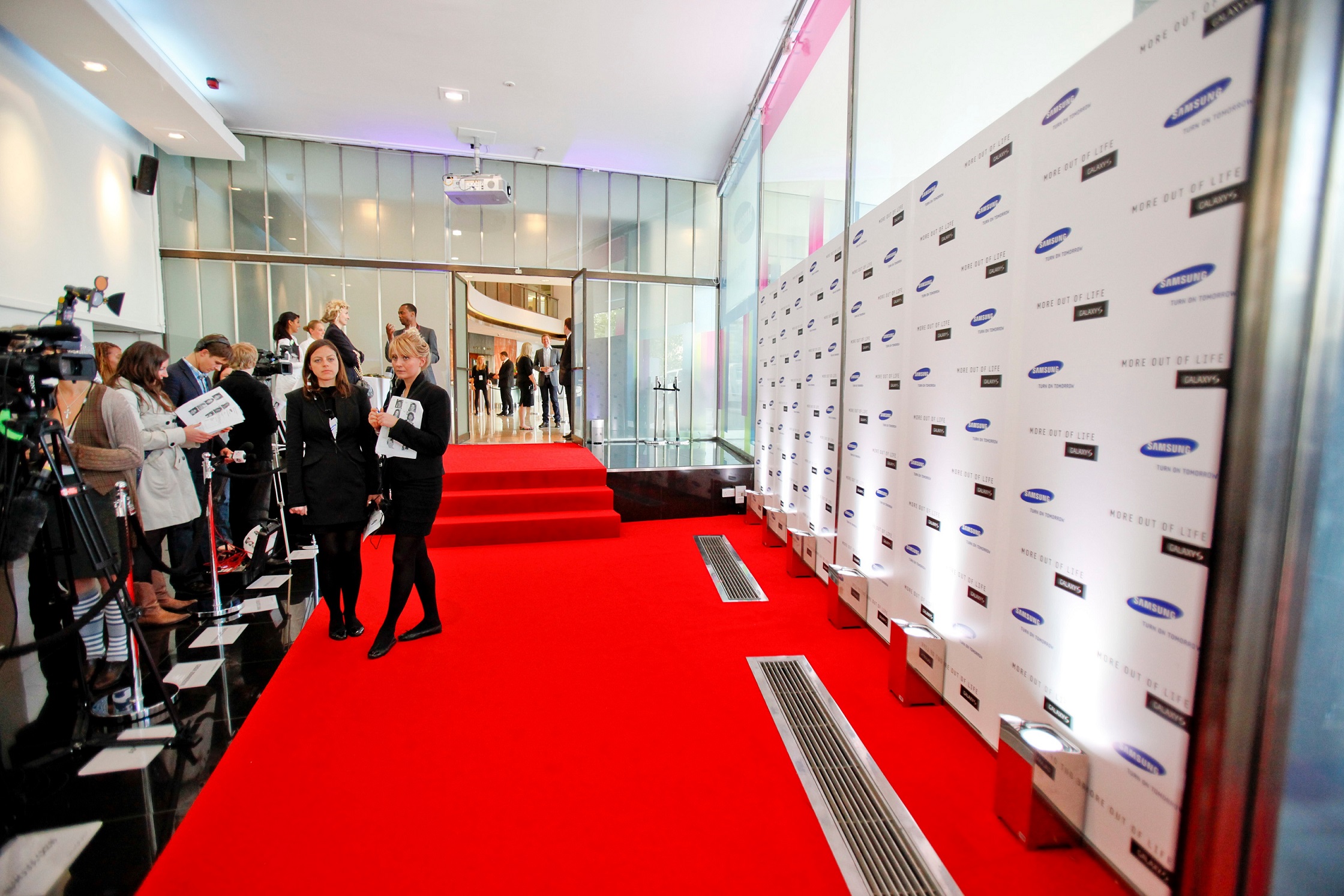 Whole Venue in Altitude London with red carpet for a corporate event. VIP atmosphere.