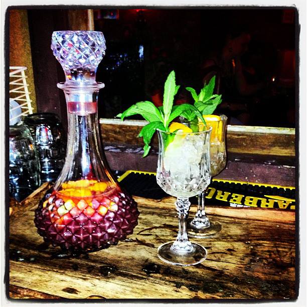 Craft cocktail station at Little Nan's Bar for intimate evening reception event hire.