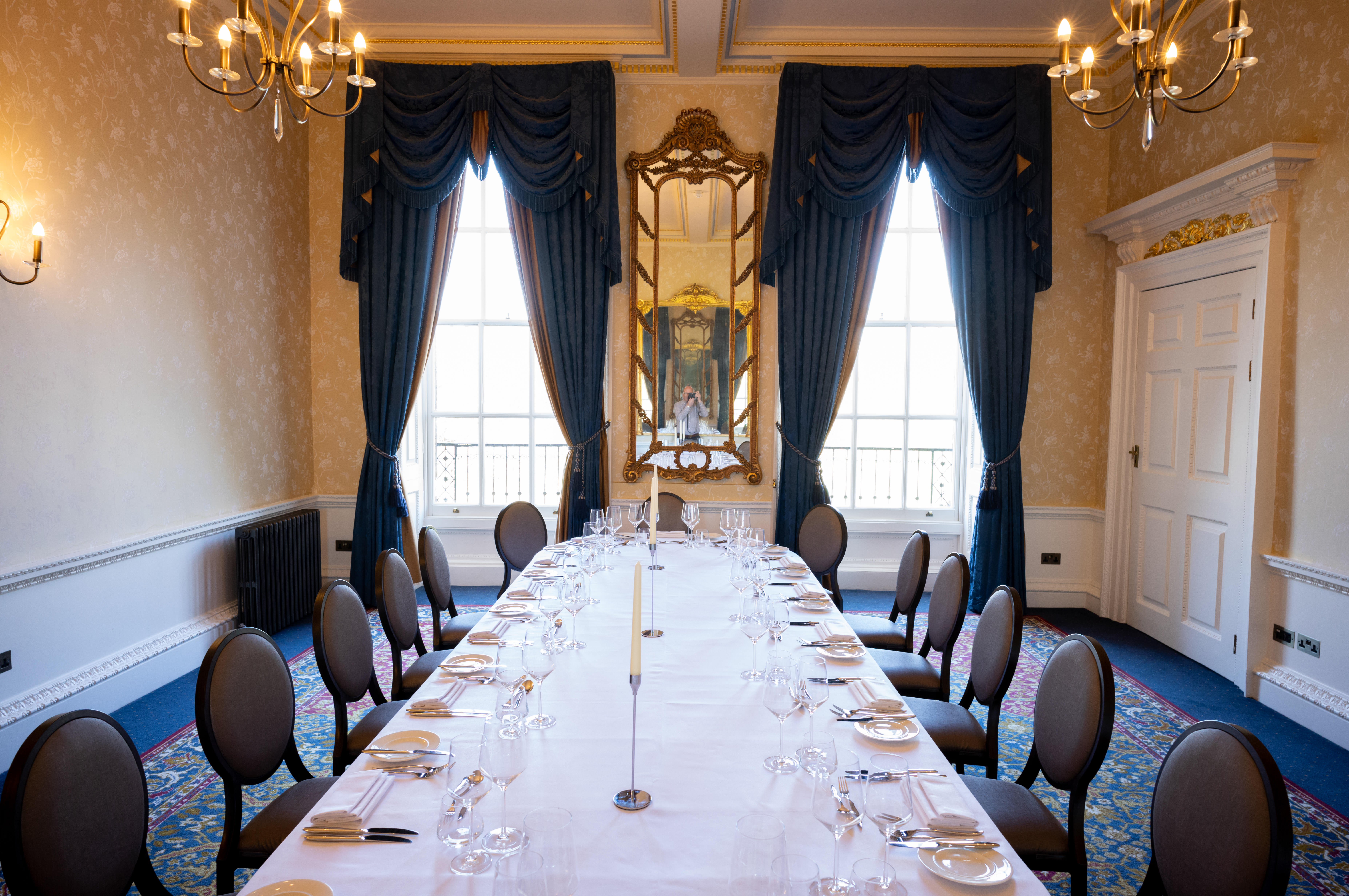 Elegant dining room at Six Park Place, perfect for upscale events and meetings.