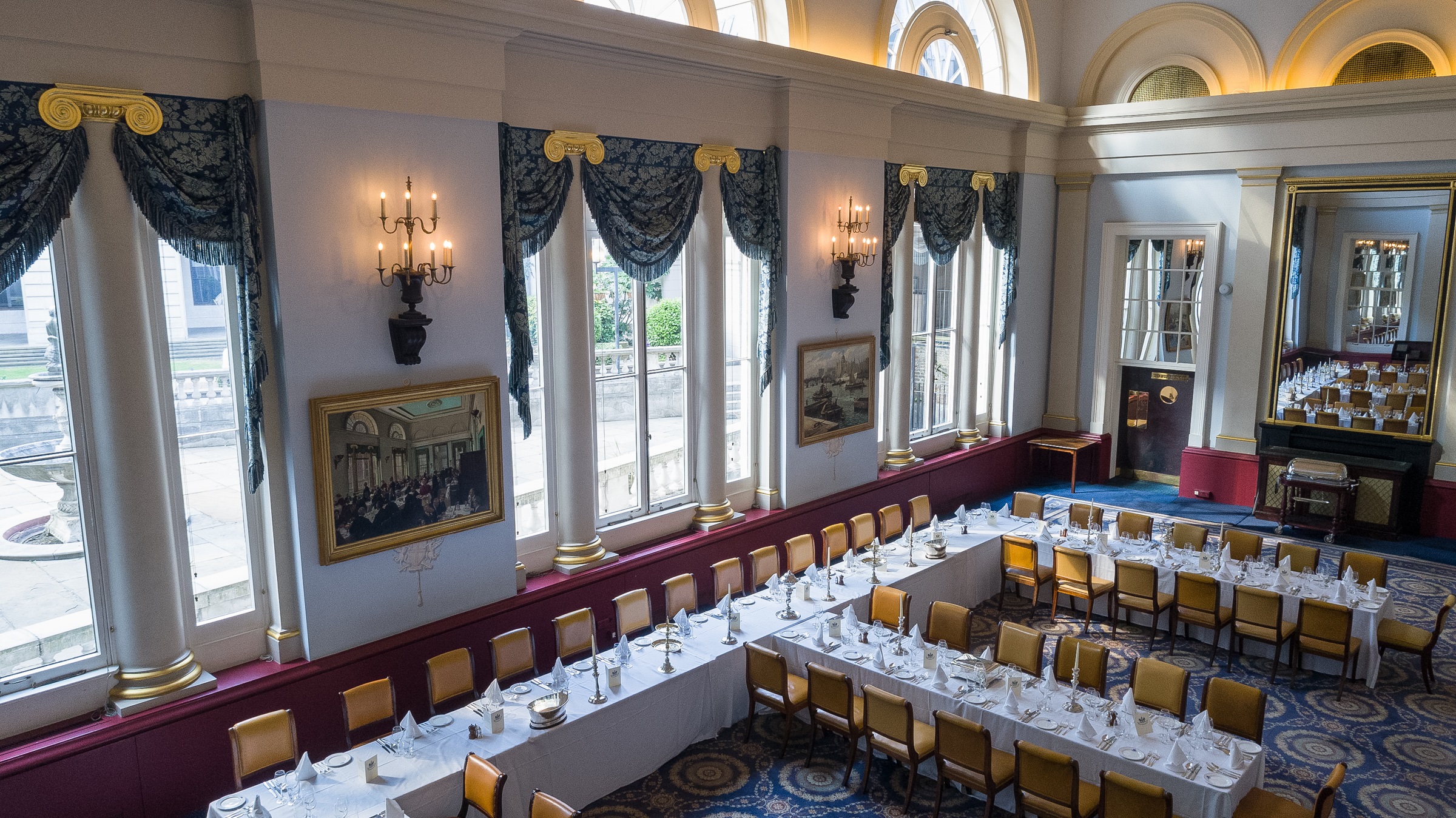 Main Dining Room at City of London Club, elegant banquet hall for corporate events.