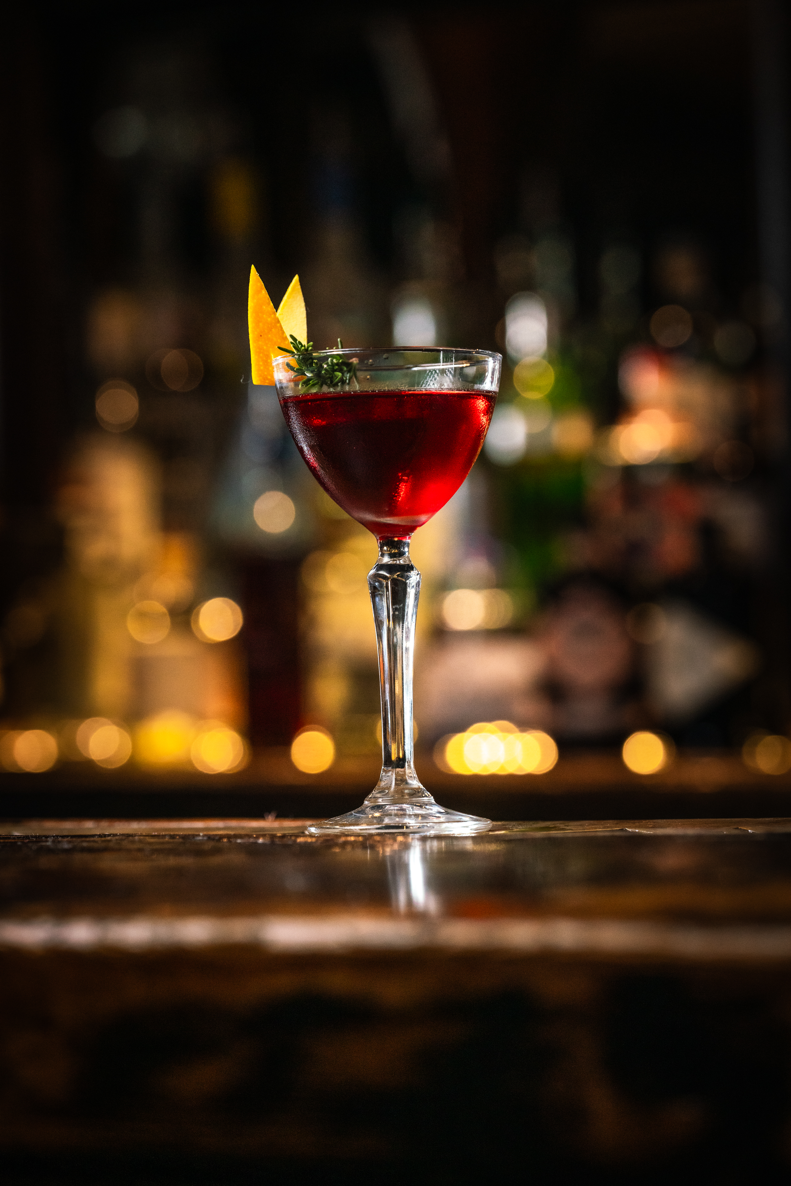 Elegant cocktail at The Lucky Pig for private event catering.