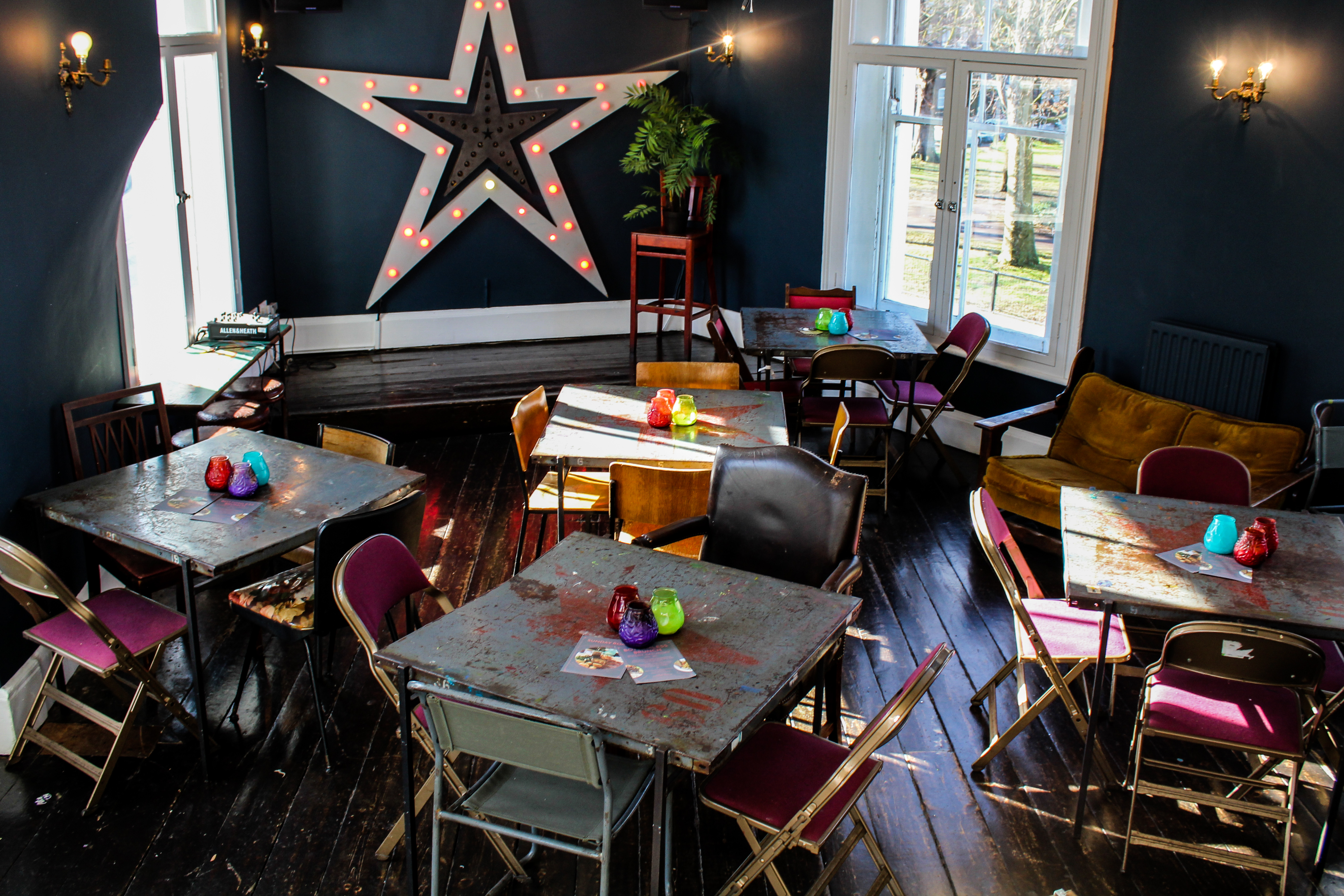 The Big Top event space in Hackney Downs with eclectic decor and natural light.