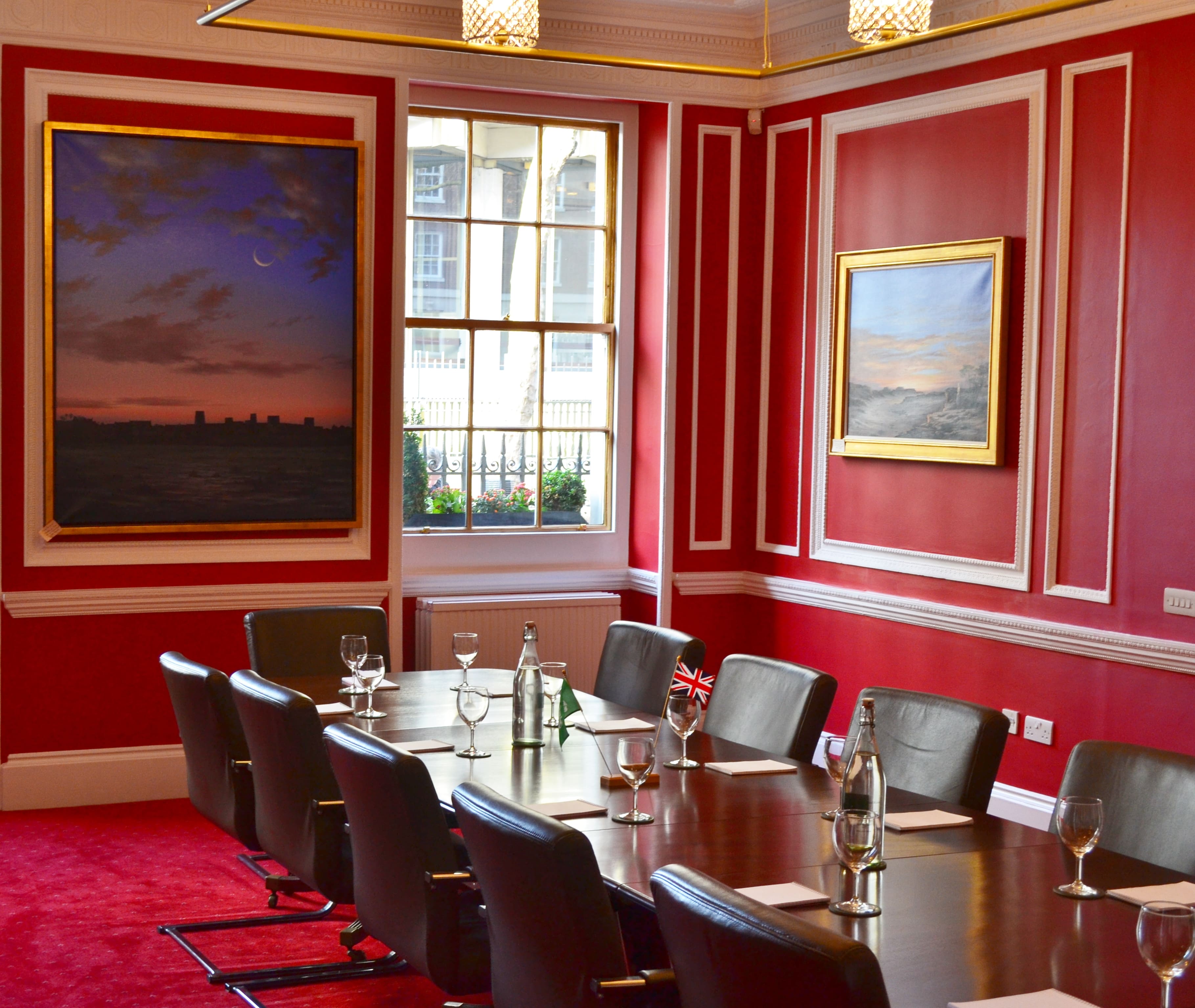 Elegant meeting room with polished table, ideal for corporate events at ABCC.