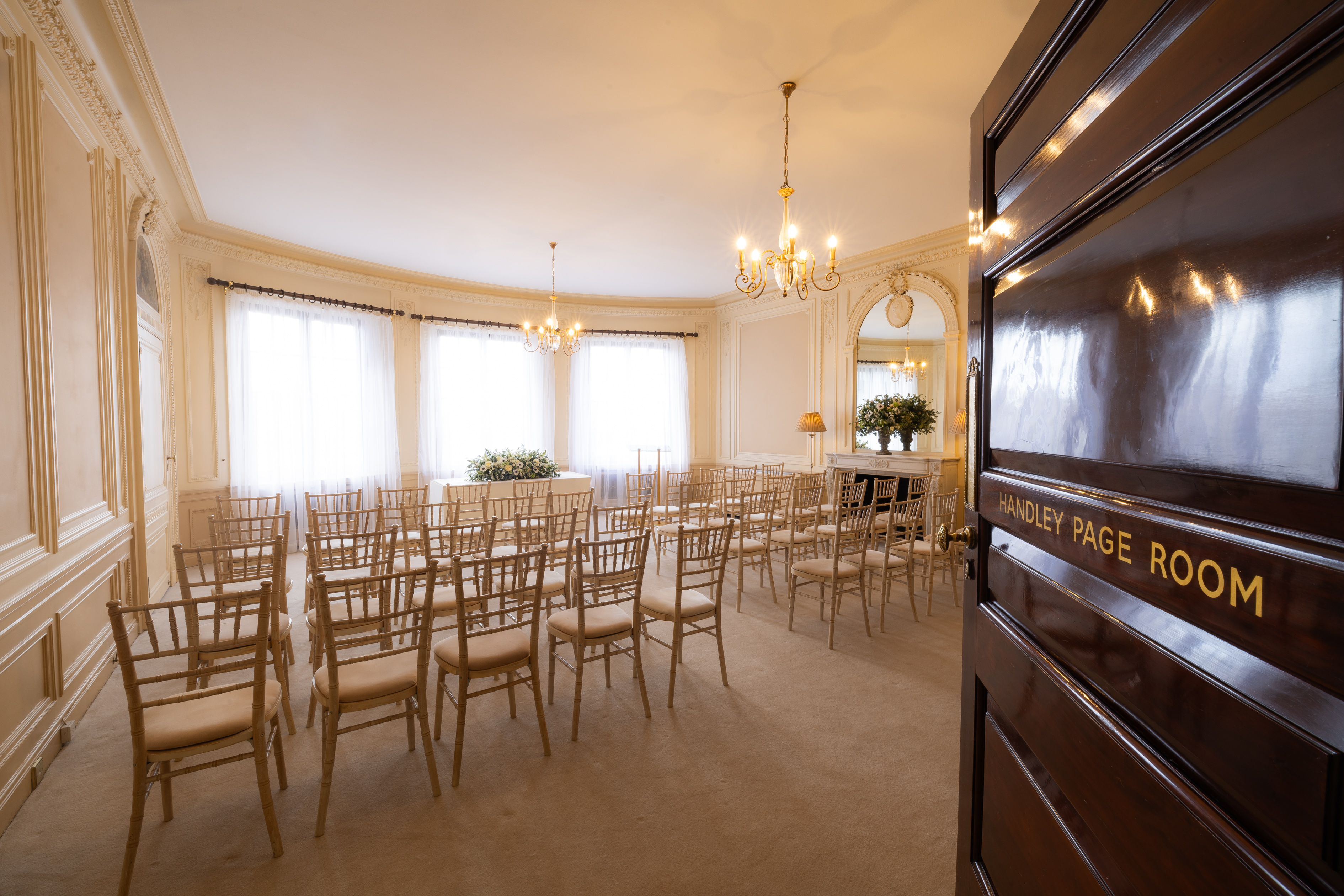 Elegant Handley Page Room with natural light, ideal for corporate meetings and events.