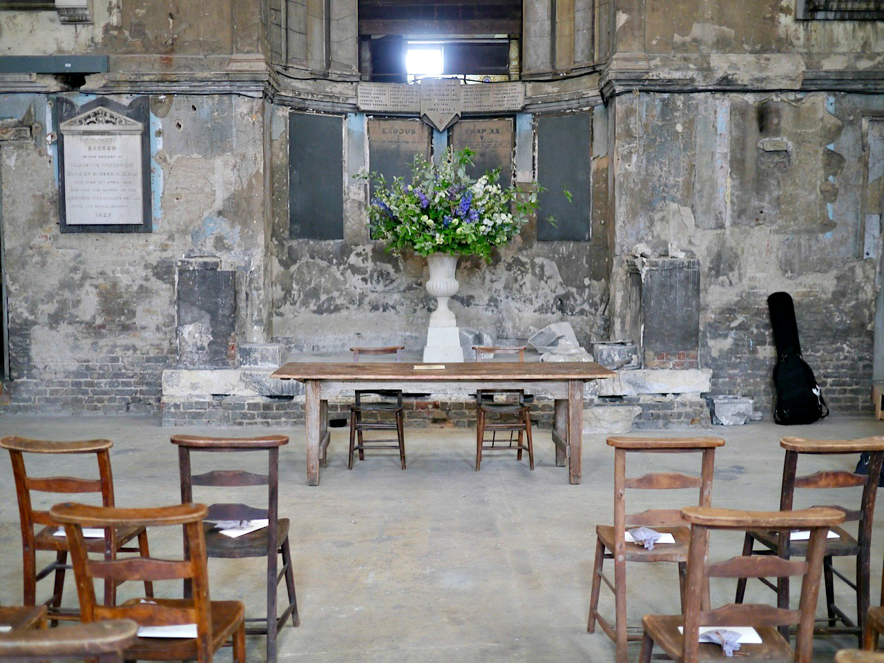 The Chapel in Asylum with floral decor, perfect for intimate gatherings and ceremonies.