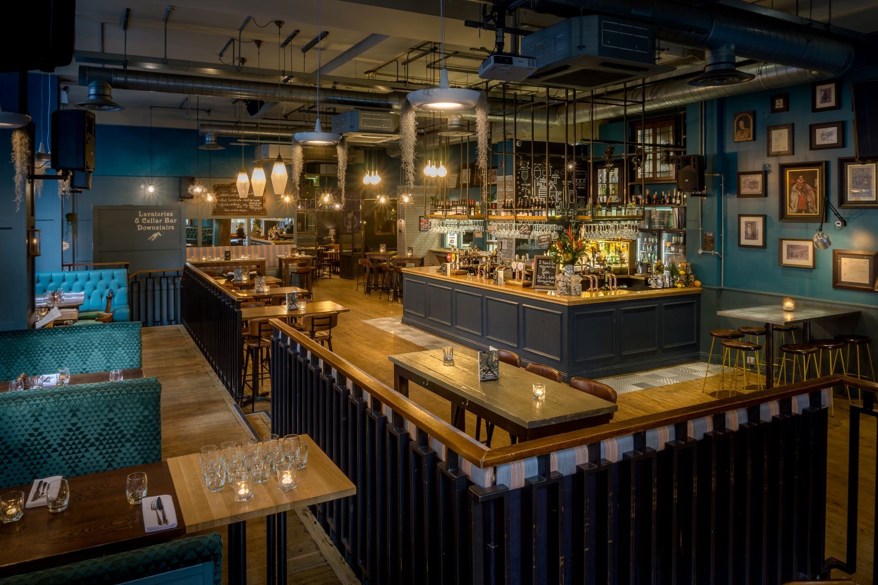 Stylish Main Bar at The Tokenhouse, ideal for events with cozy seating and warm lighting.